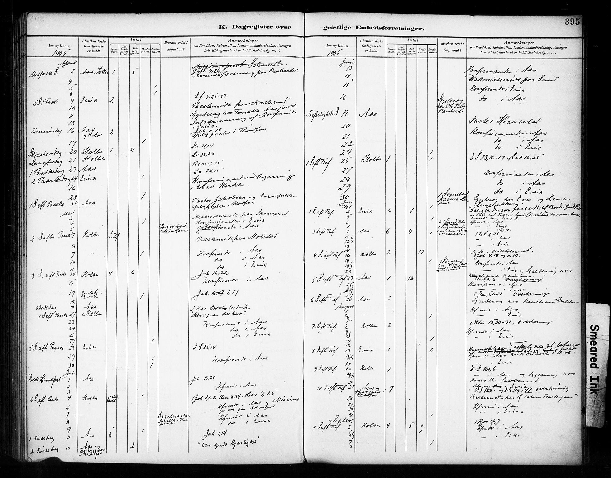 Vestre Toten prestekontor, SAH/PREST-108/H/Ha/Haa/L0011: Parish register (official) no. 11, 1895-1906, p. 395