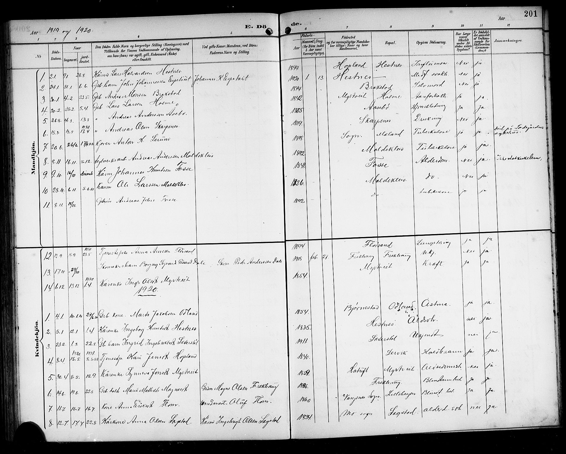 Alversund Sokneprestembete, SAB/A-73901/H/Ha/Hab: Parish register (copy) no. C 4, 1894-1924, p. 201