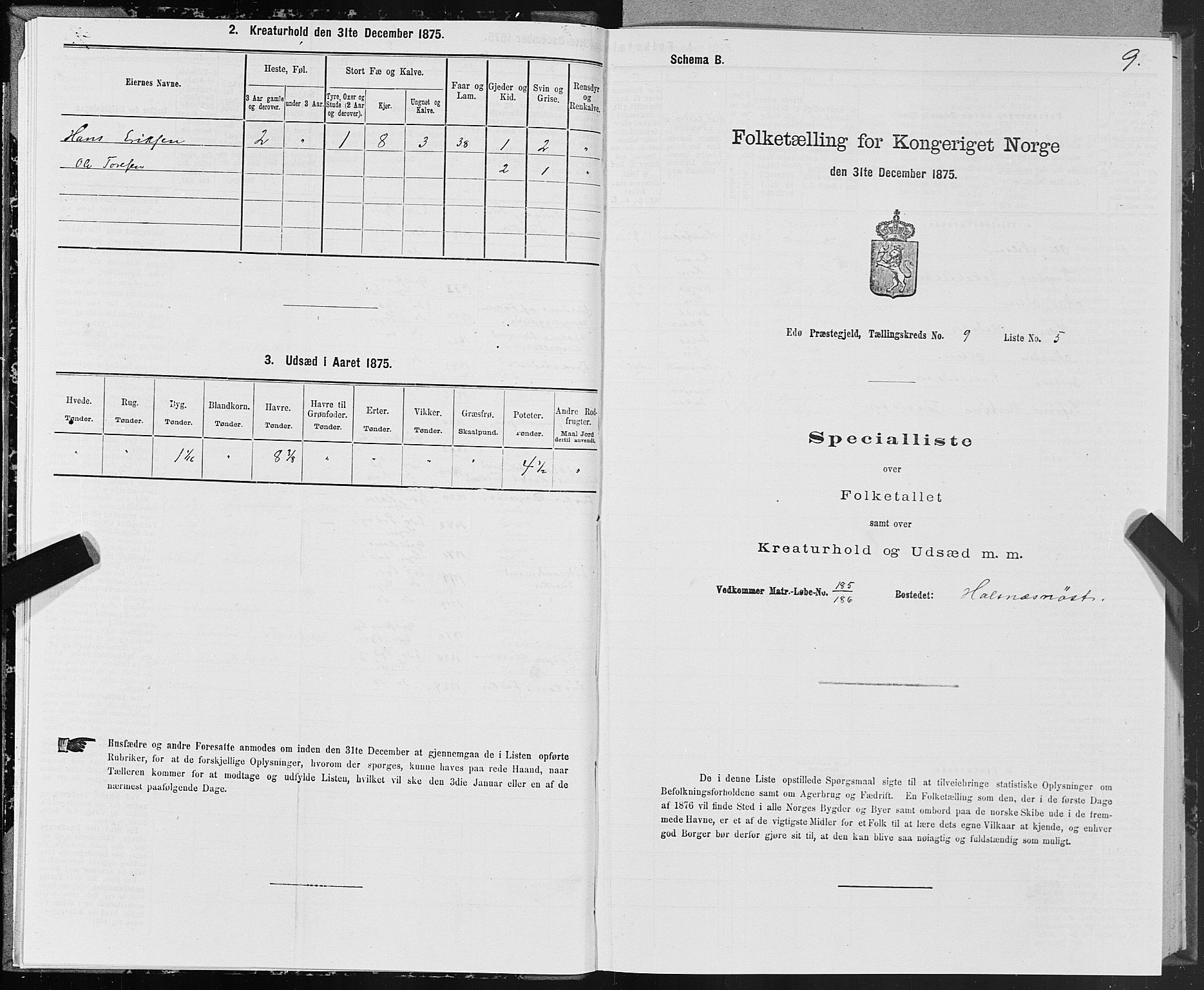 SAT, 1875 census for 1573P Edøy, 1875, p. 4009