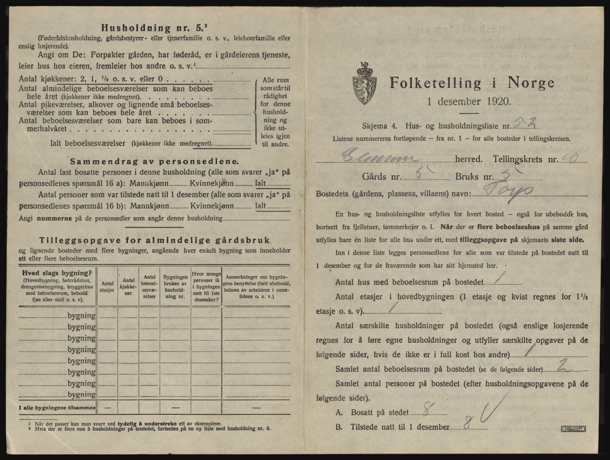 SAO, 1920 census for Glemmen, 1920, p. 2027