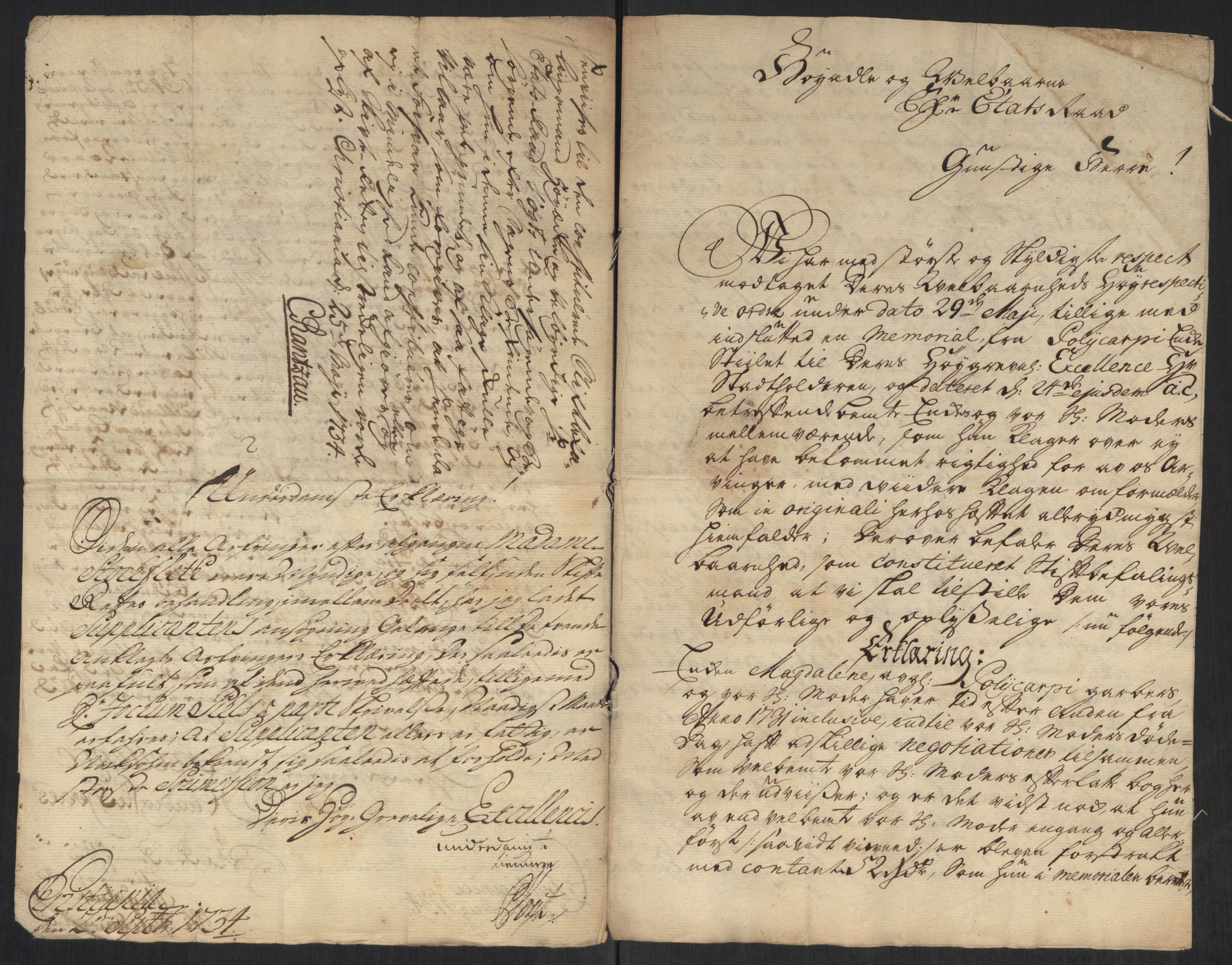 Stattholderembetet 1572-1771, AV/RA-EA-2870/Ef/L0107: Brev fra embetsmenn og andre, 1733-1734, p. 341