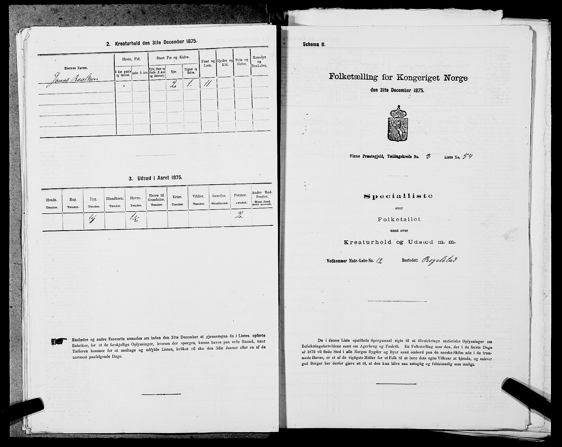 SAST, 1875 census for 1141P Finnøy, 1875, p. 370