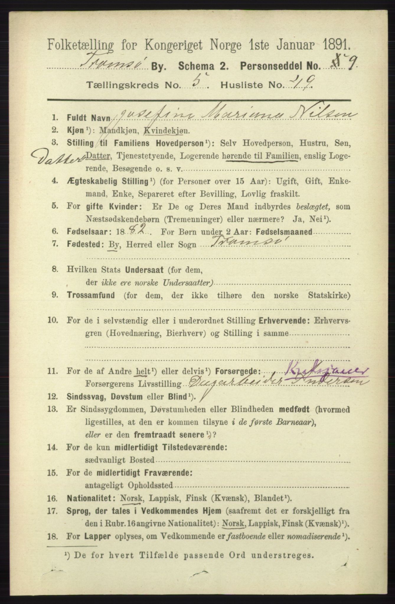 RA, 1891 census for 1902 Tromsø, 1891, p. 5379