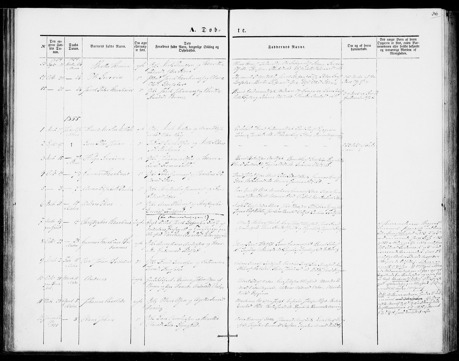 Ministerialprotokoller, klokkerbøker og fødselsregistre - Møre og Romsdal, SAT/A-1454/524/L0353: Parish register (official) no. 524A05, 1848-1856, p. 36