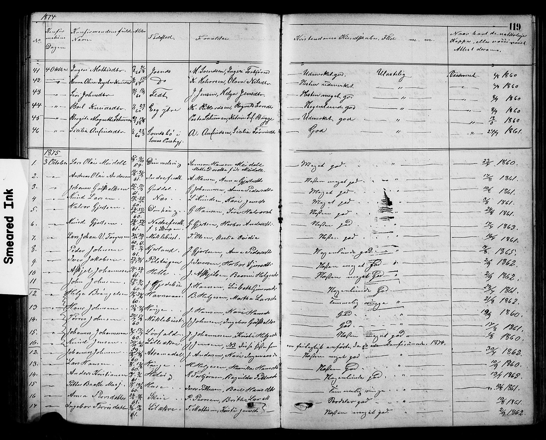 Kvinnherad sokneprestembete, AV/SAB-A-76401/H/Hab: Parish register (copy) no. A 2, 1873-1900, p. 119