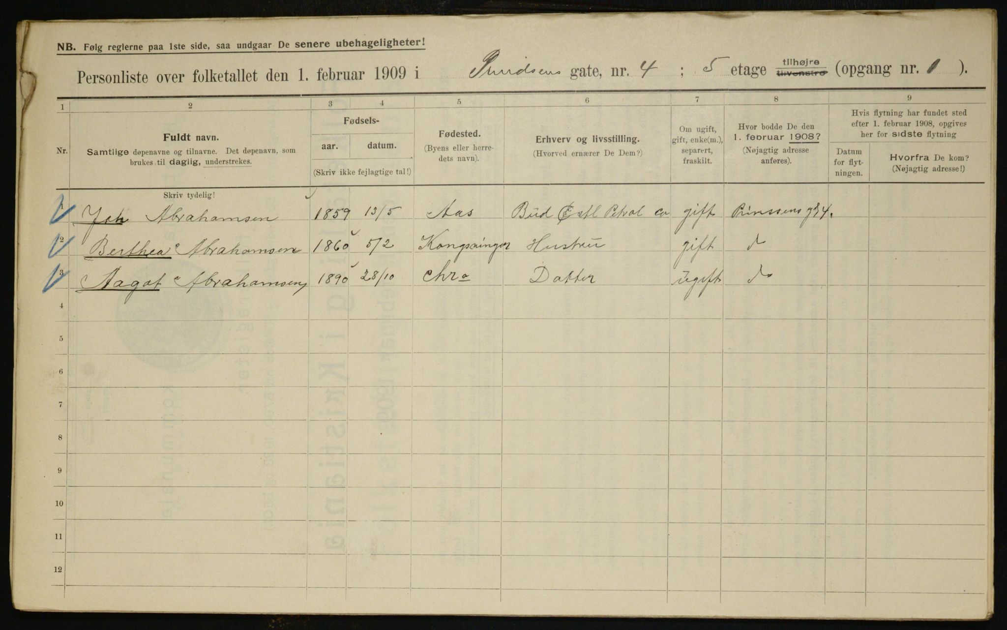 OBA, Municipal Census 1909 for Kristiania, 1909, p. 73524