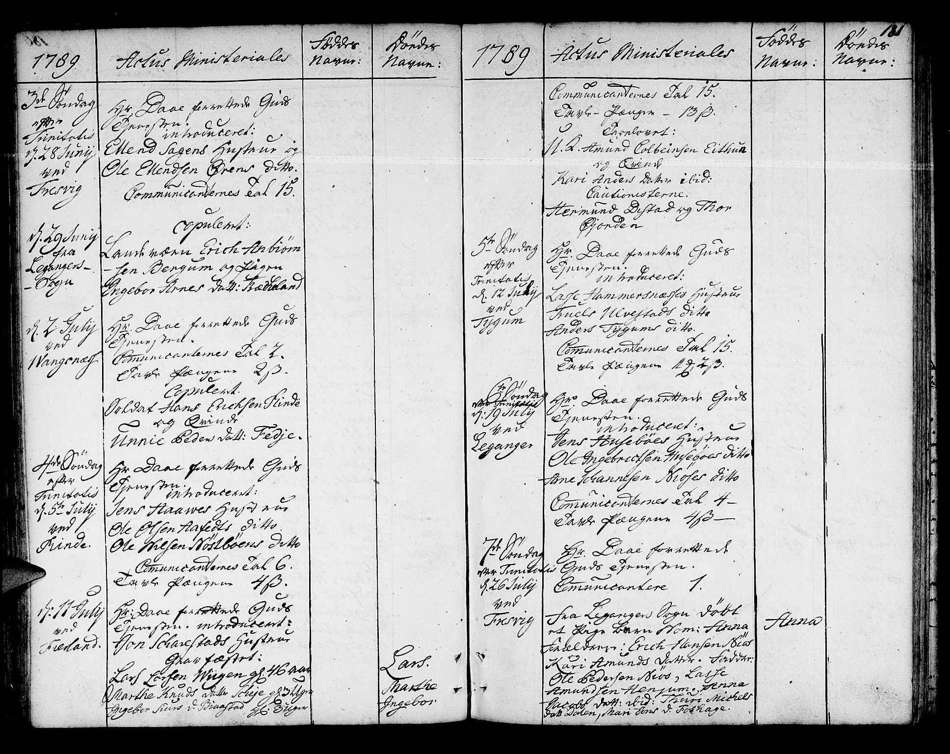 Leikanger sokneprestembete, AV/SAB-A-81001/H/Haa/Haaa/L0004: Parish register (official) no. A 4, 1770-1791, p. 181