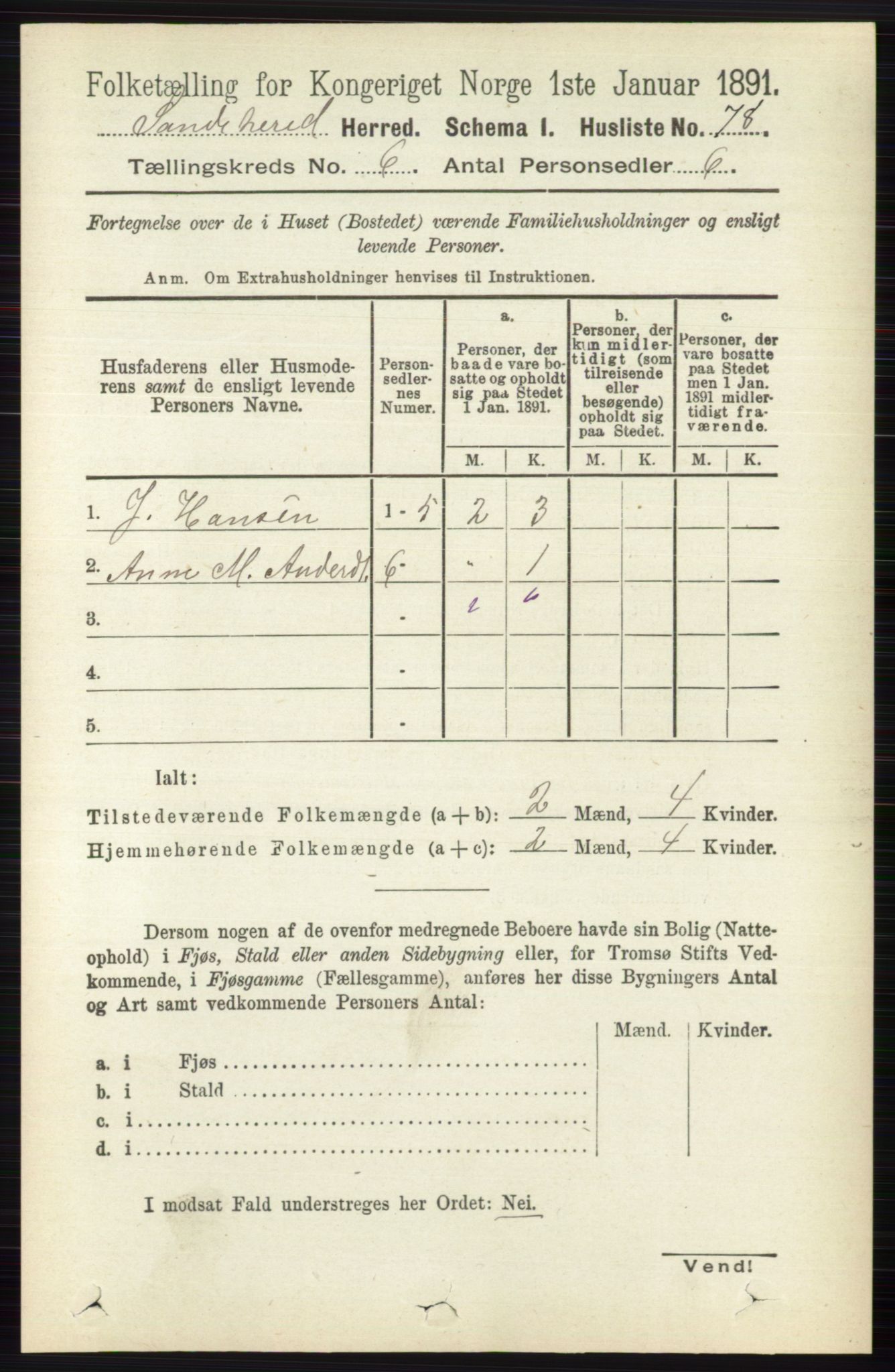 RA, 1891 census for 0724 Sandeherred, 1891, p. 3502