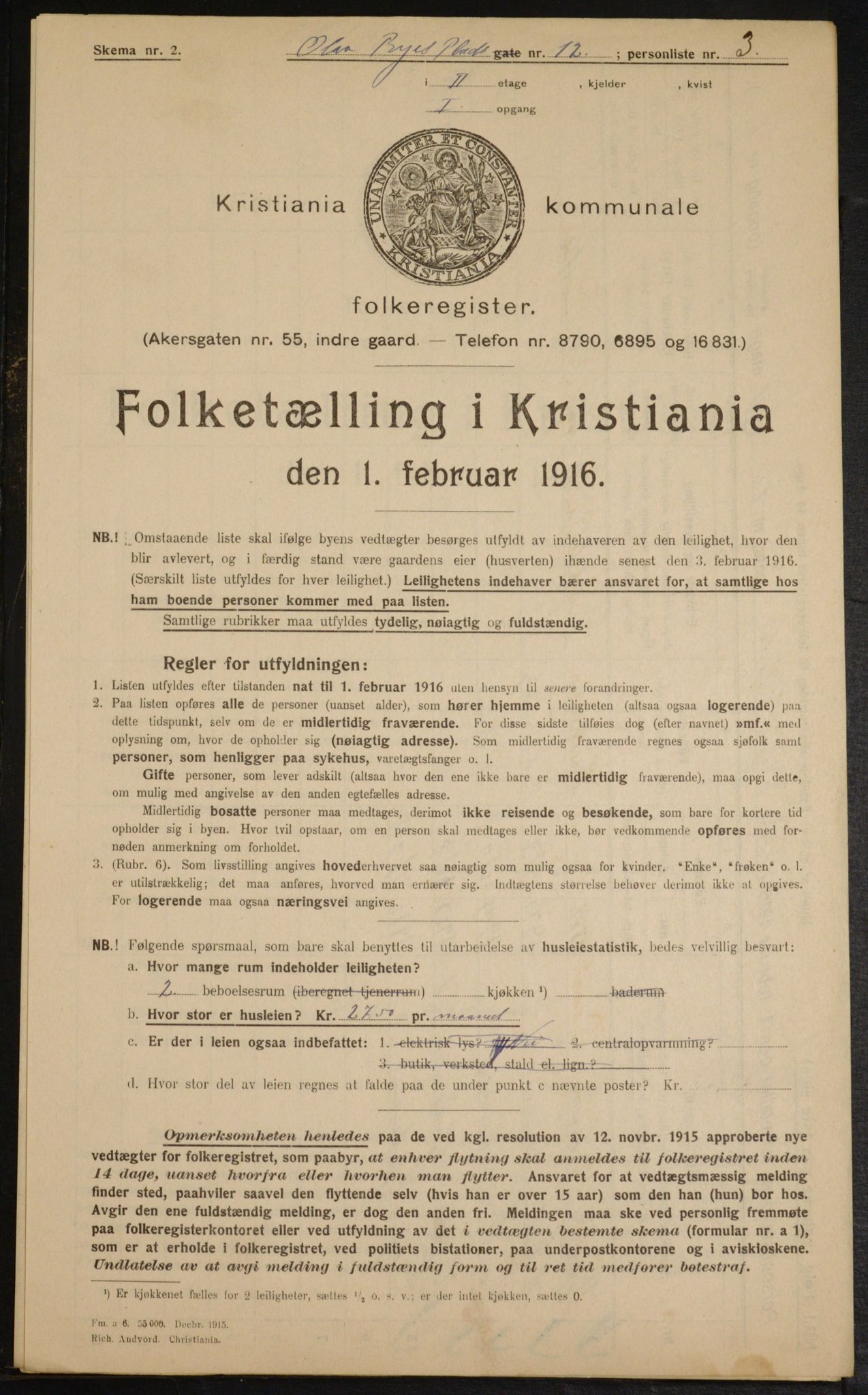 OBA, Municipal Census 1916 for Kristiania, 1916, p. 77162