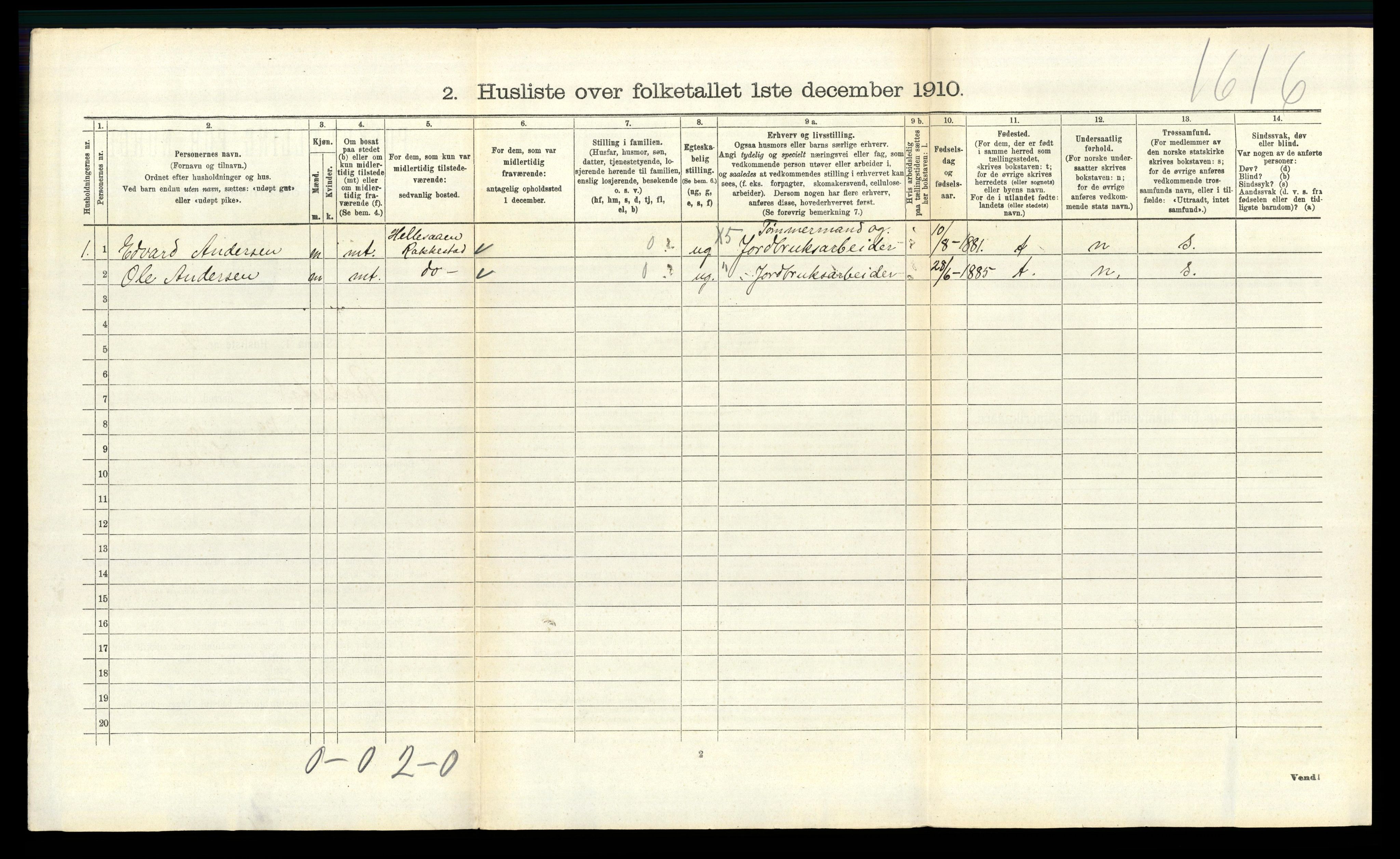 RA, 1910 census for Rakkestad, 1910, p. 1234