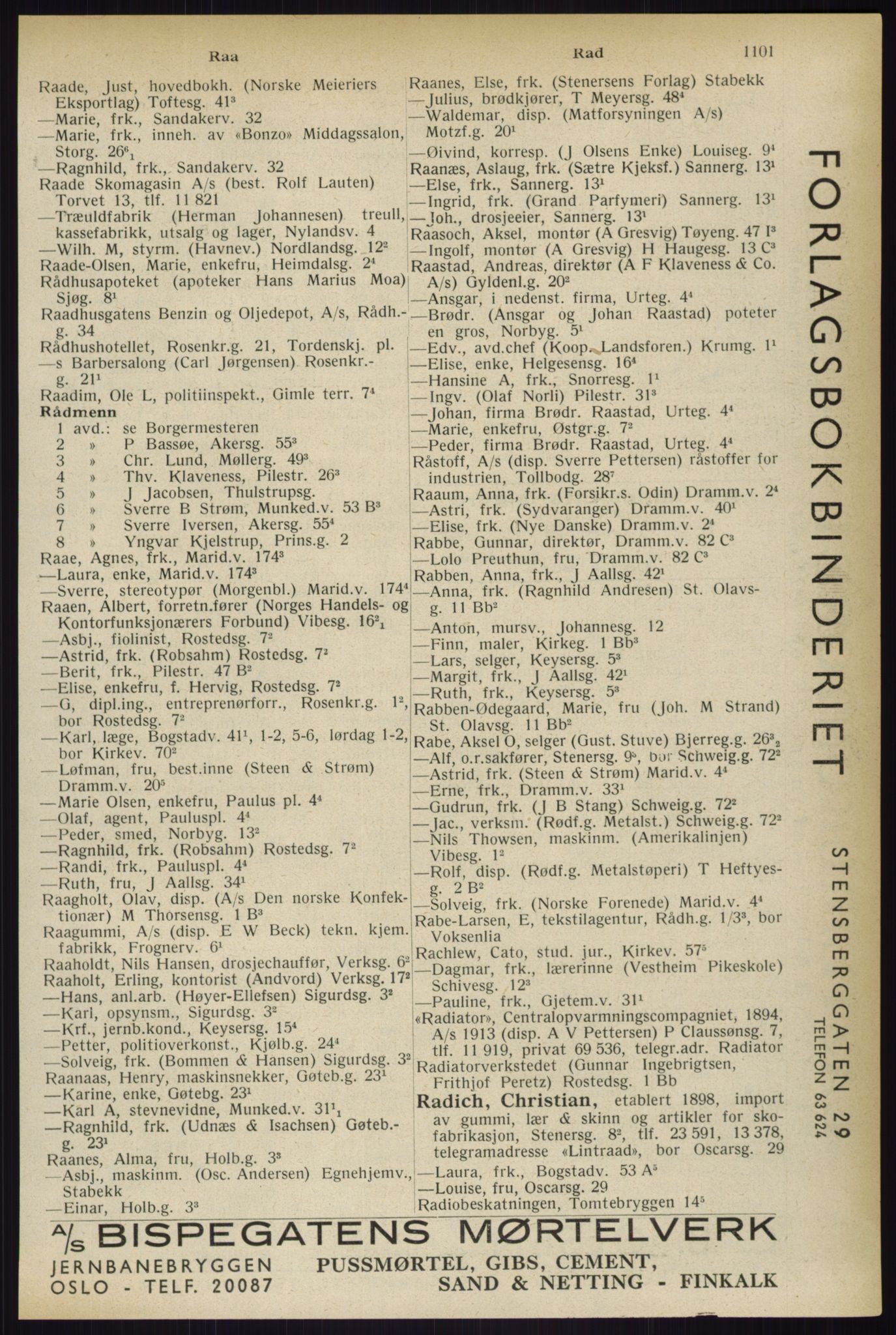 Kristiania/Oslo adressebok, PUBL/-, 1933, p. 1101