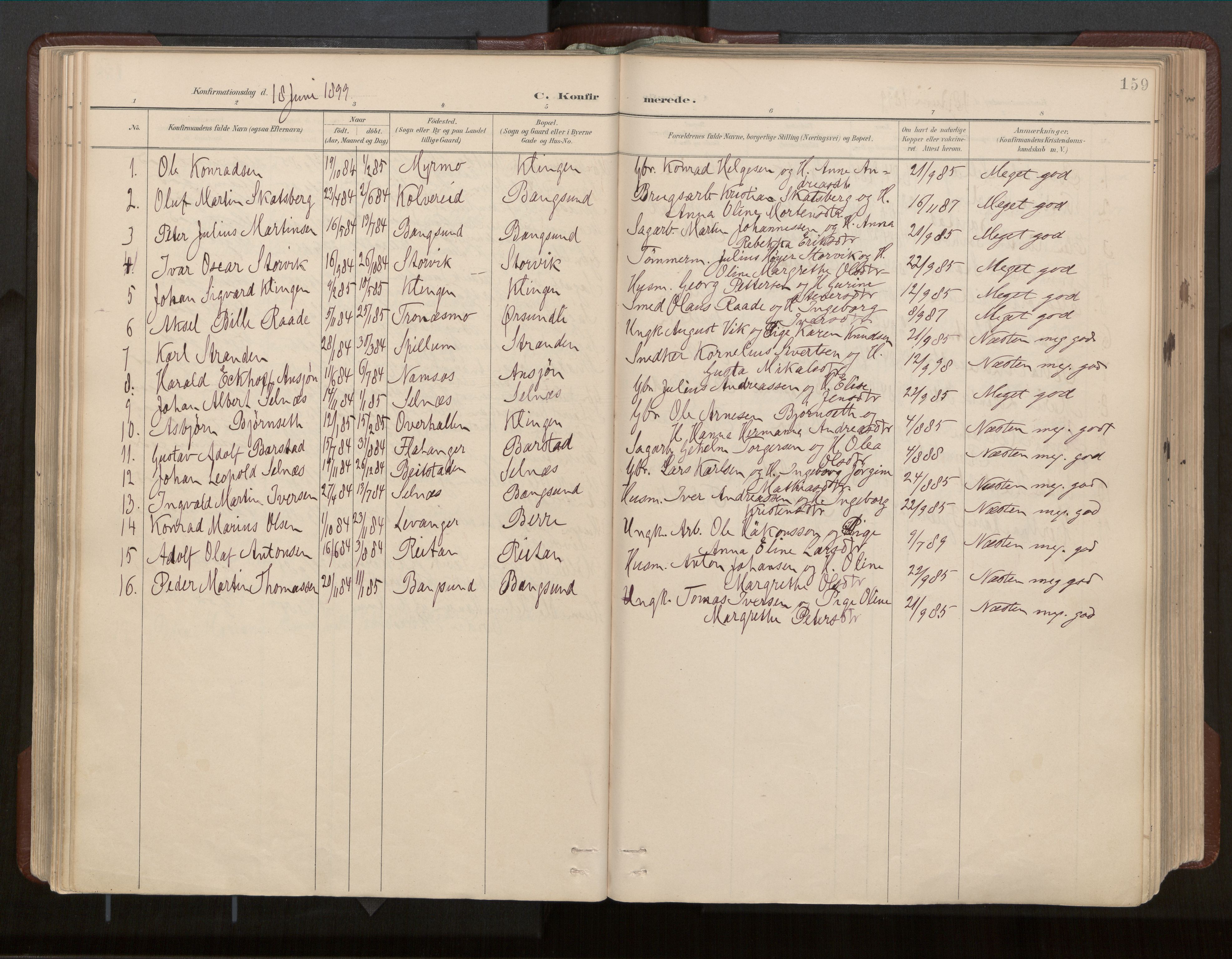 Ministerialprotokoller, klokkerbøker og fødselsregistre - Nord-Trøndelag, SAT/A-1458/770/L0589: Parish register (official) no. 770A03, 1887-1929, p. 159