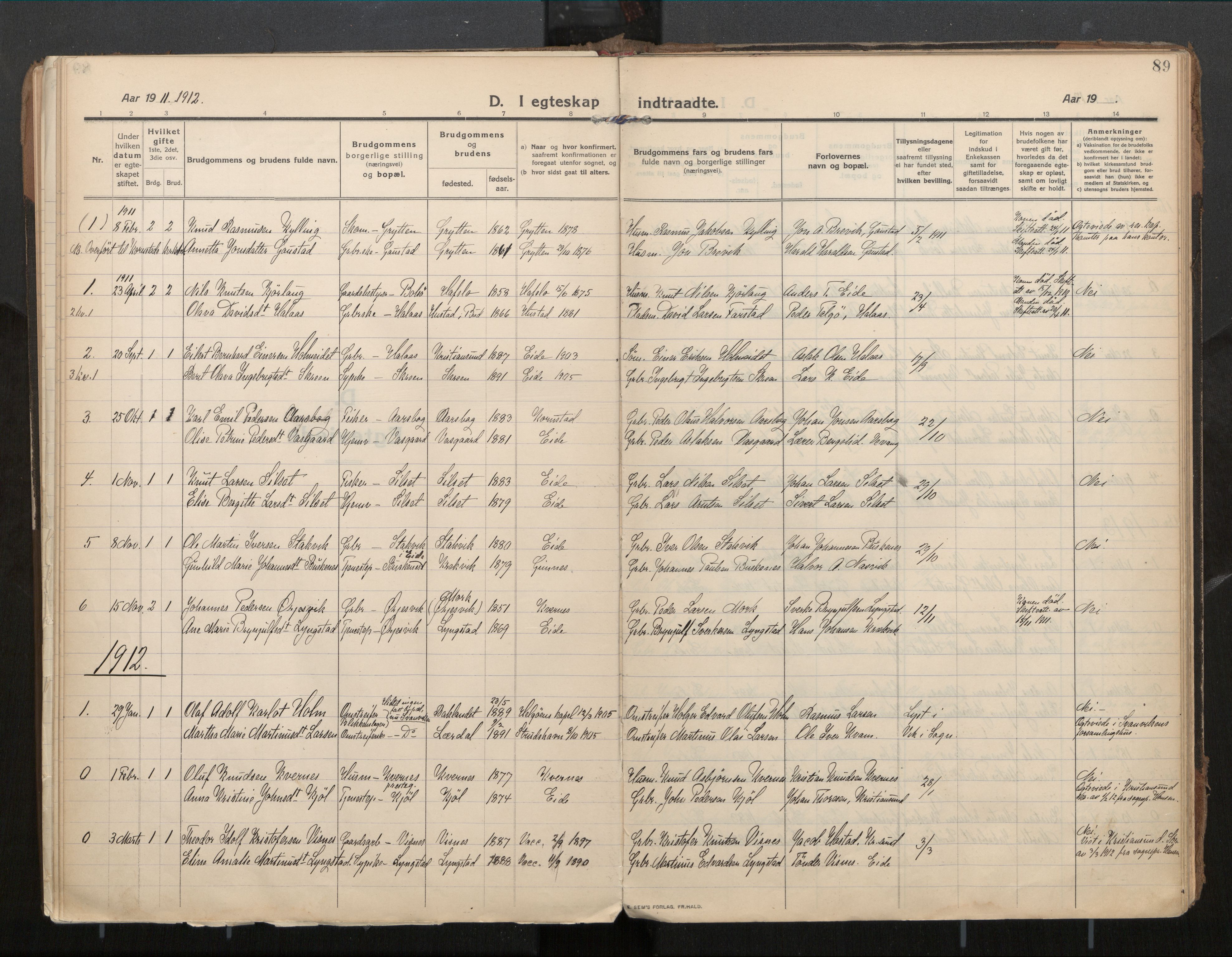 Ministerialprotokoller, klokkerbøker og fødselsregistre - Møre og Romsdal, SAT/A-1454/571/L0836b: Parish register (official) no. 571A03, 1911-1926, p. 89