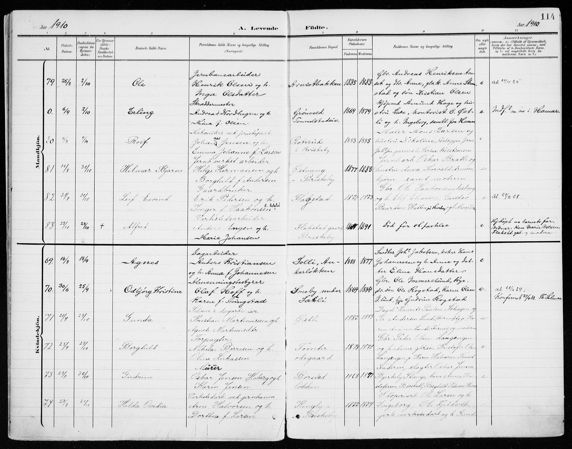 Vang prestekontor, Hedmark, AV/SAH-PREST-008/H/Ha/Haa/L0021: Parish register (official) no. 21, 1902-1917, p. 114