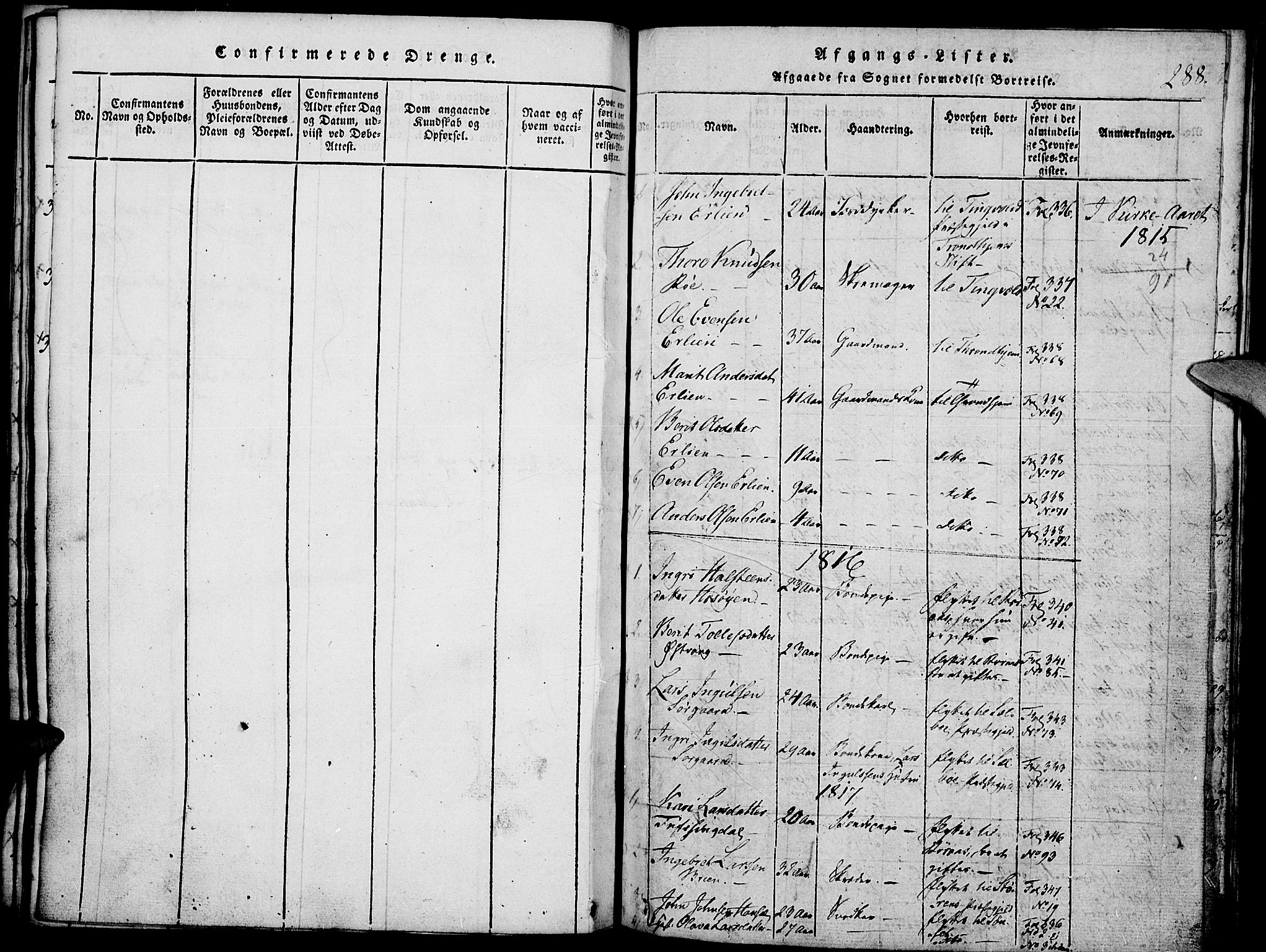 Tolga prestekontor, SAH/PREST-062/K/L0004: Parish register (official) no. 4, 1815-1836, p. 288