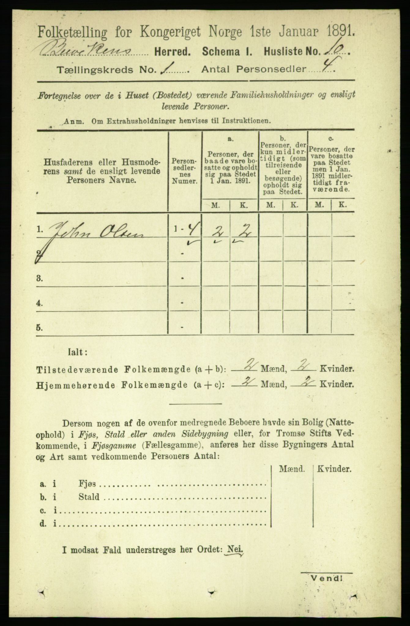 RA, 1891 census for 1656 Buvik, 1891, p. 21