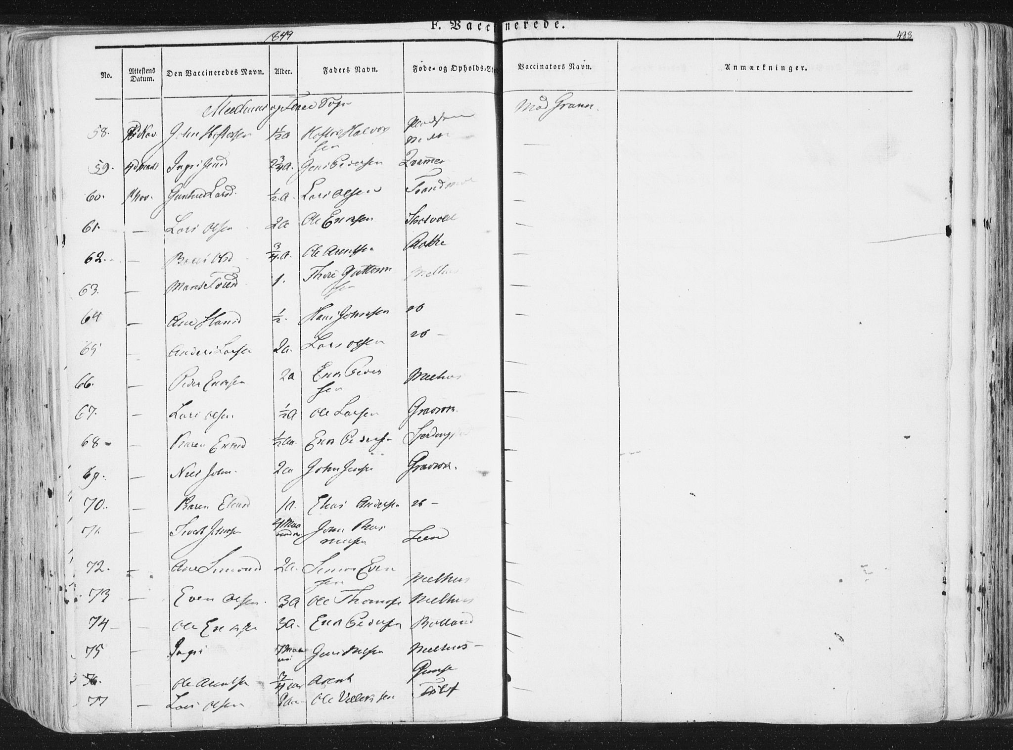 Ministerialprotokoller, klokkerbøker og fødselsregistre - Sør-Trøndelag, AV/SAT-A-1456/691/L1074: Parish register (official) no. 691A06, 1842-1852, p. 438