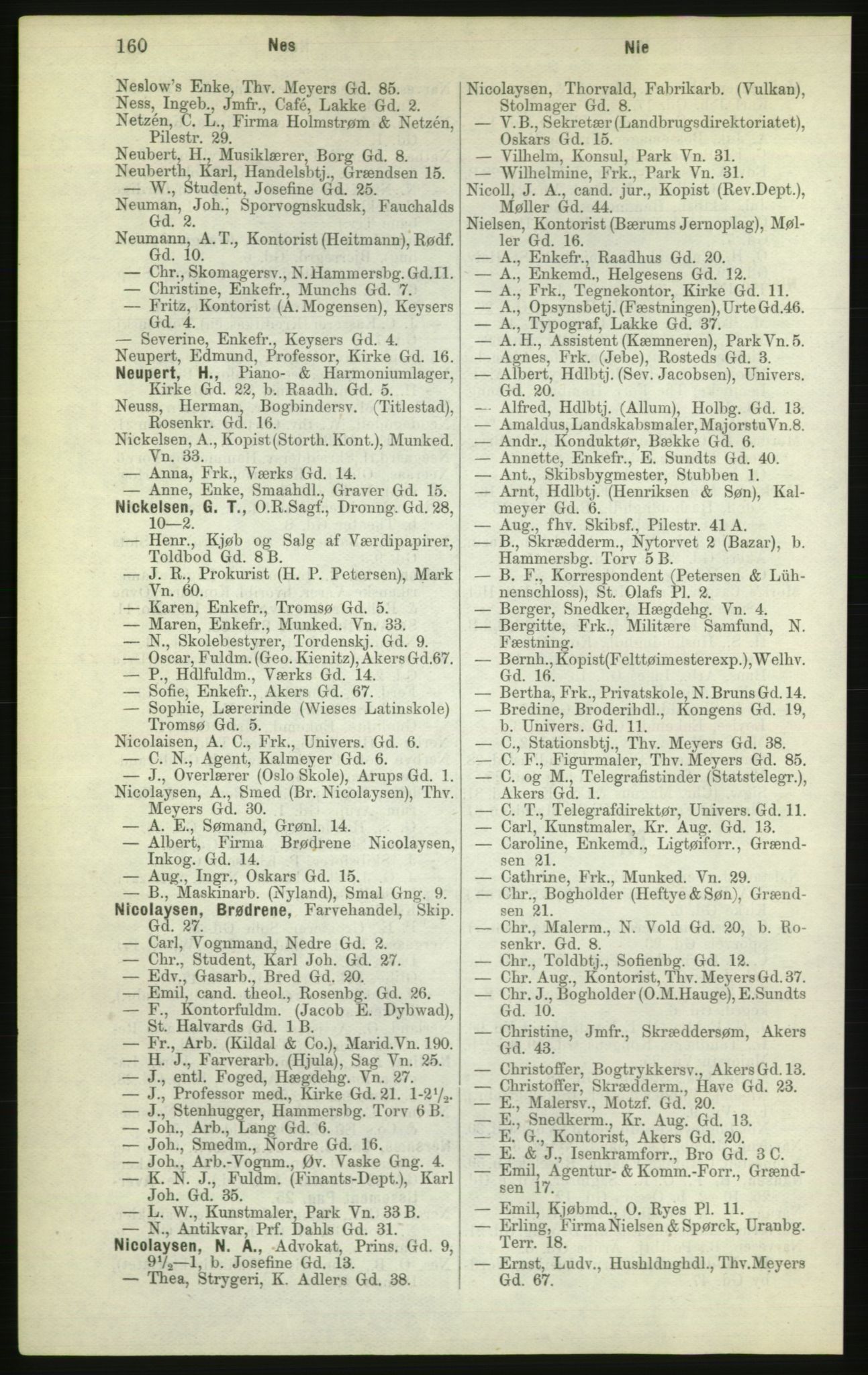 Kristiania/Oslo adressebok, PUBL/-, 1882, p. 160