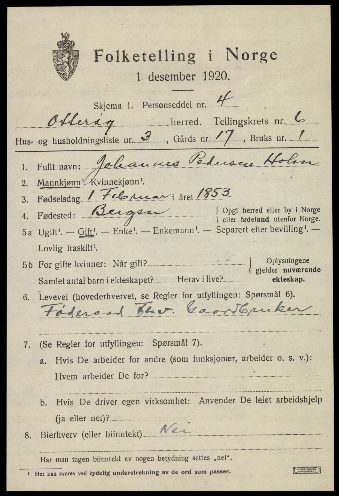 SAT, 1920 census for Otterøy, 1920, p. 2257