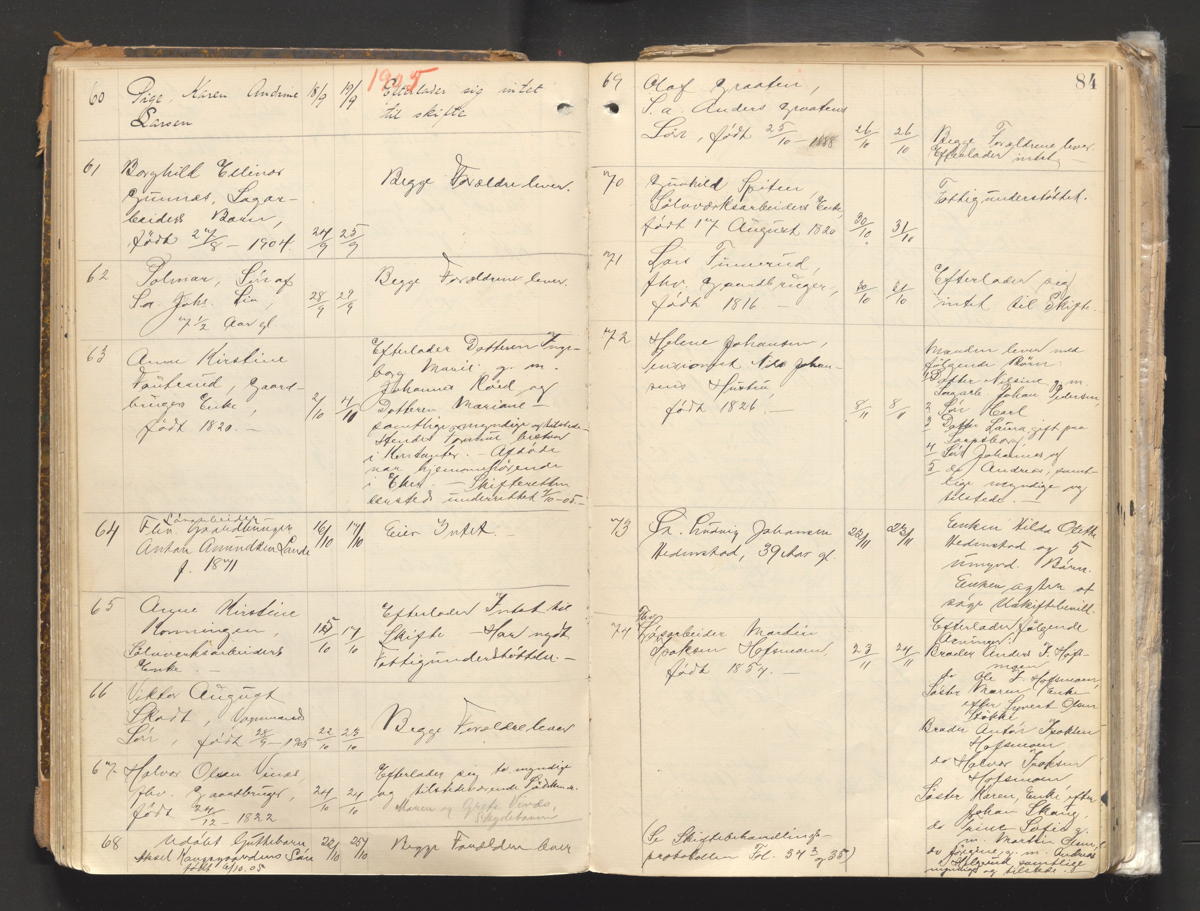 Numedal og Sandsvær sorenskriveri, AV/SAKO-A-128/H/Ha/Haa/Haab/L0001: Dødsfallsprotokoll - Kongsberg by, 1891-1926, p. 83b-84a