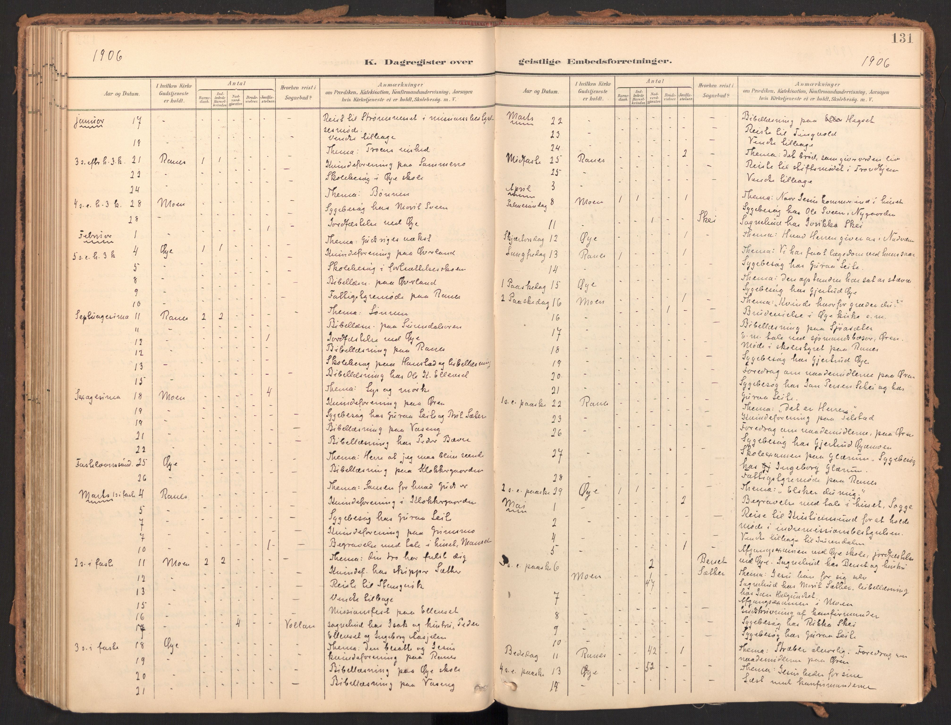 Ministerialprotokoller, klokkerbøker og fødselsregistre - Møre og Romsdal, SAT/A-1454/595/L1048: Parish register (official) no. 595A10, 1900-1917, p. 131