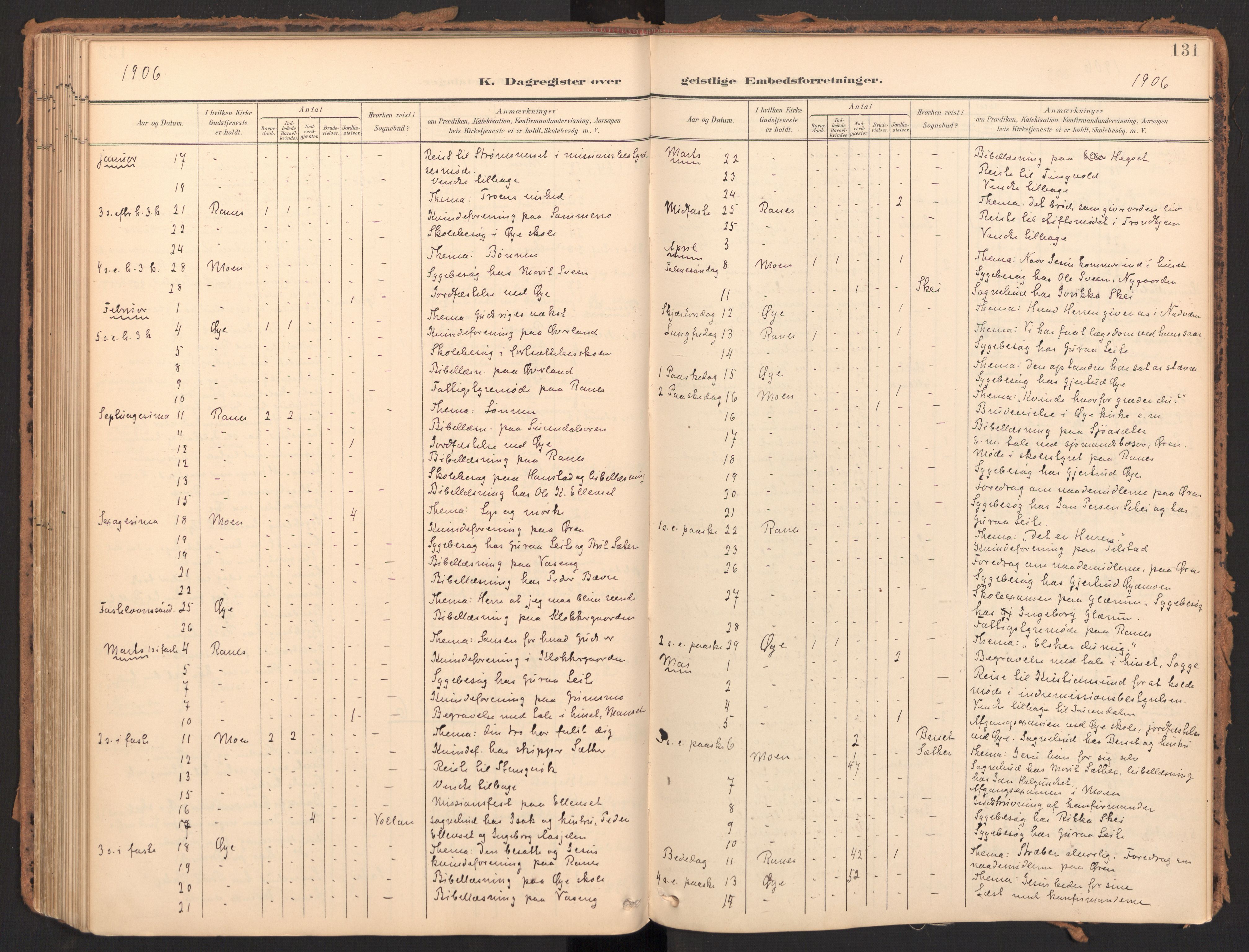 Ministerialprotokoller, klokkerbøker og fødselsregistre - Møre og Romsdal, AV/SAT-A-1454/595/L1048: Parish register (official) no. 595A10, 1900-1917, p. 131