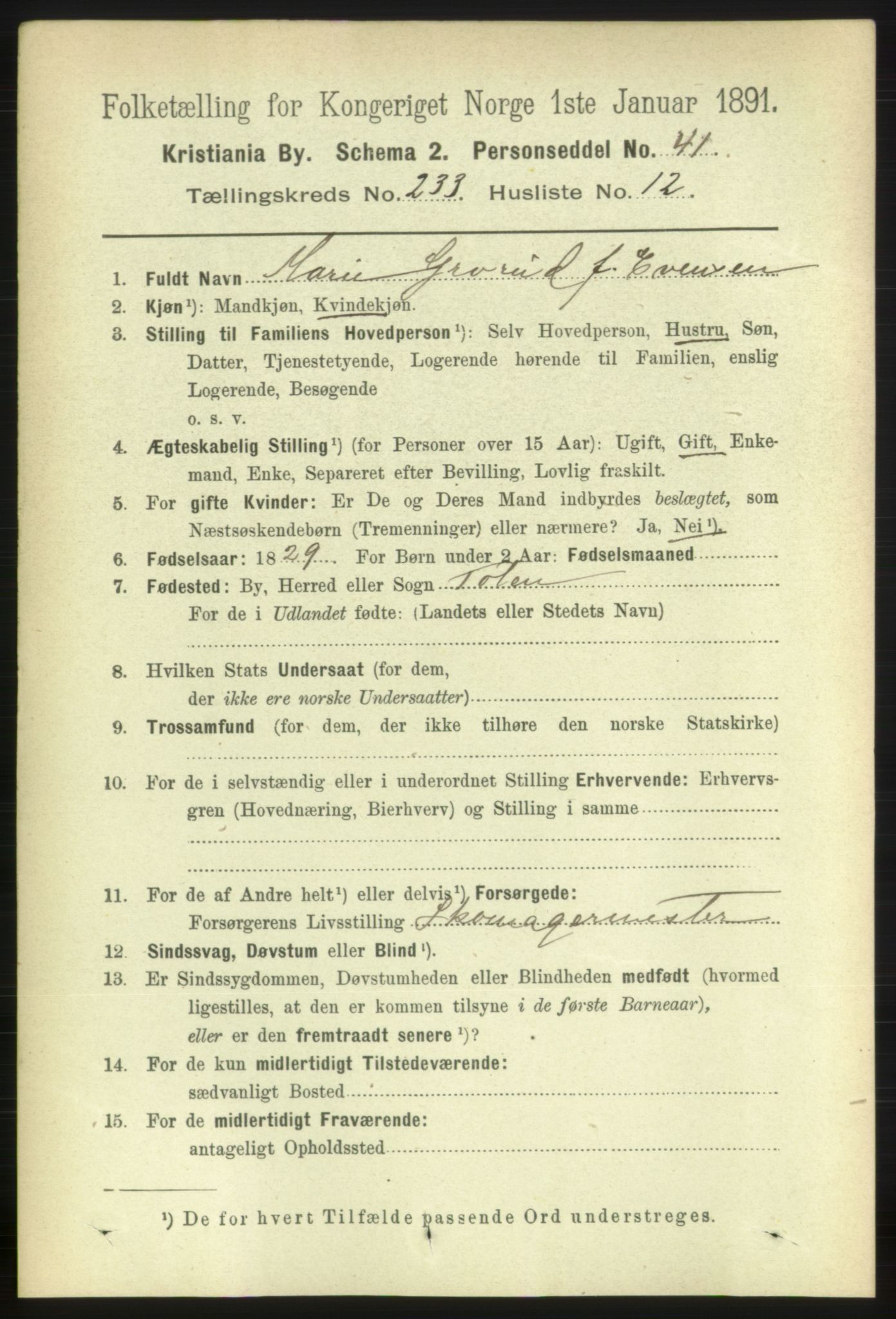 RA, 1891 census for 0301 Kristiania, 1891, p. 143399