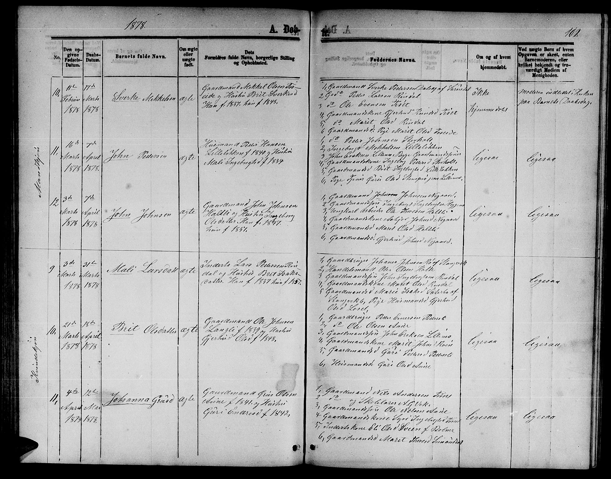 Ministerialprotokoller, klokkerbøker og fødselsregistre - Møre og Romsdal, AV/SAT-A-1454/598/L1076: Parish register (copy) no. 598C01, 1867-1878, p. 102