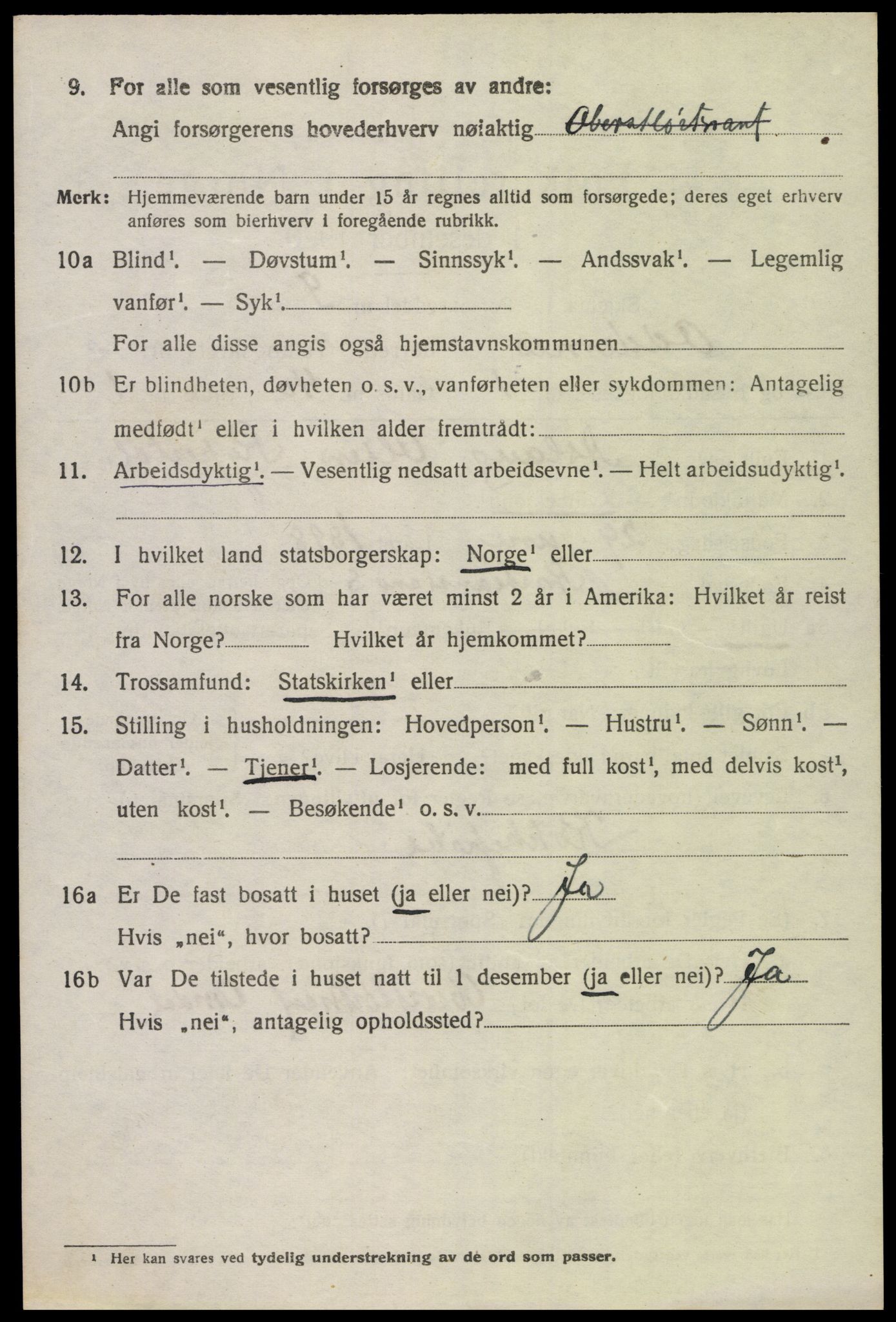 SAK, 1920 census for Oddernes, 1920, p. 8400