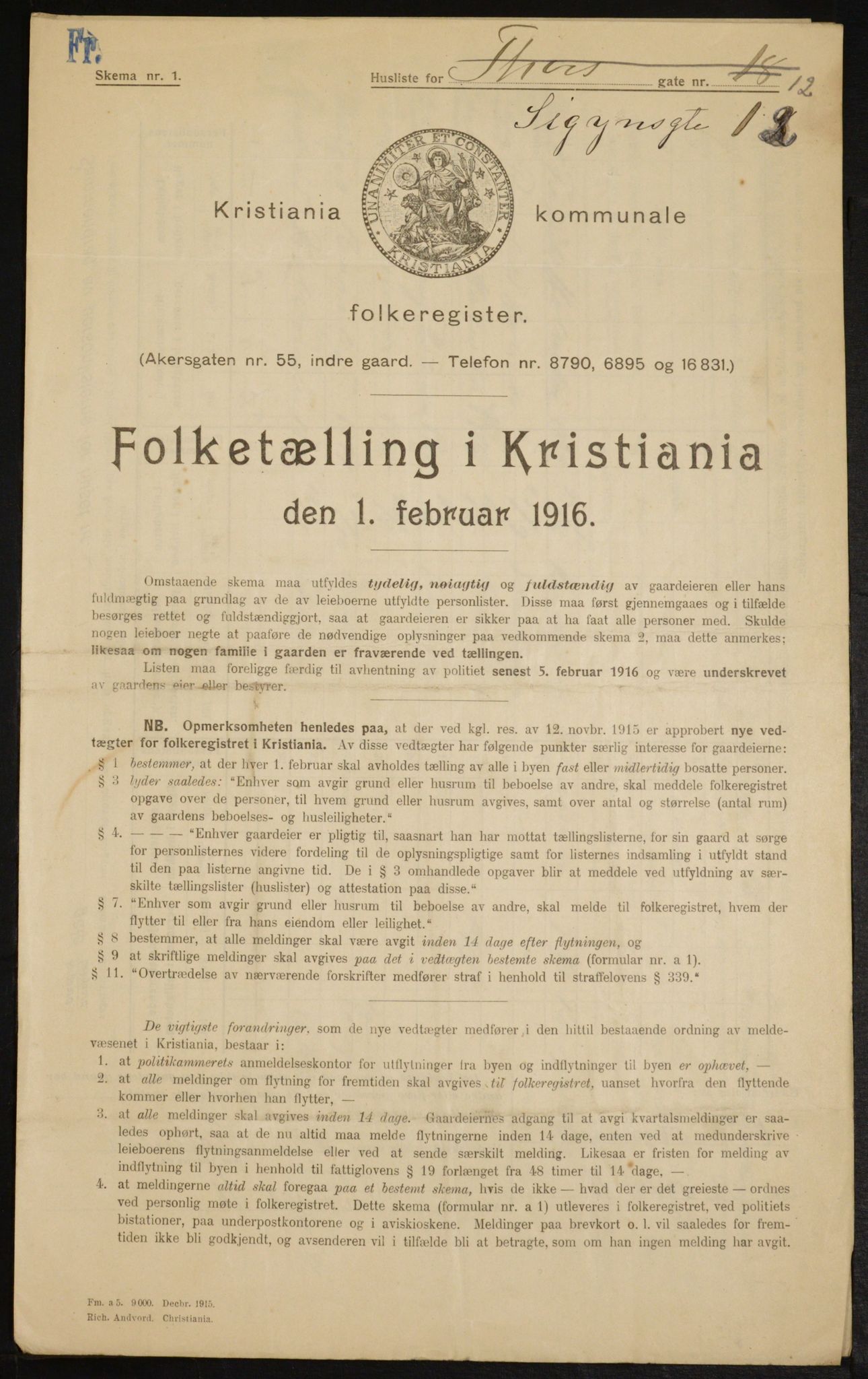 OBA, Municipal Census 1916 for Kristiania, 1916, p. 97531