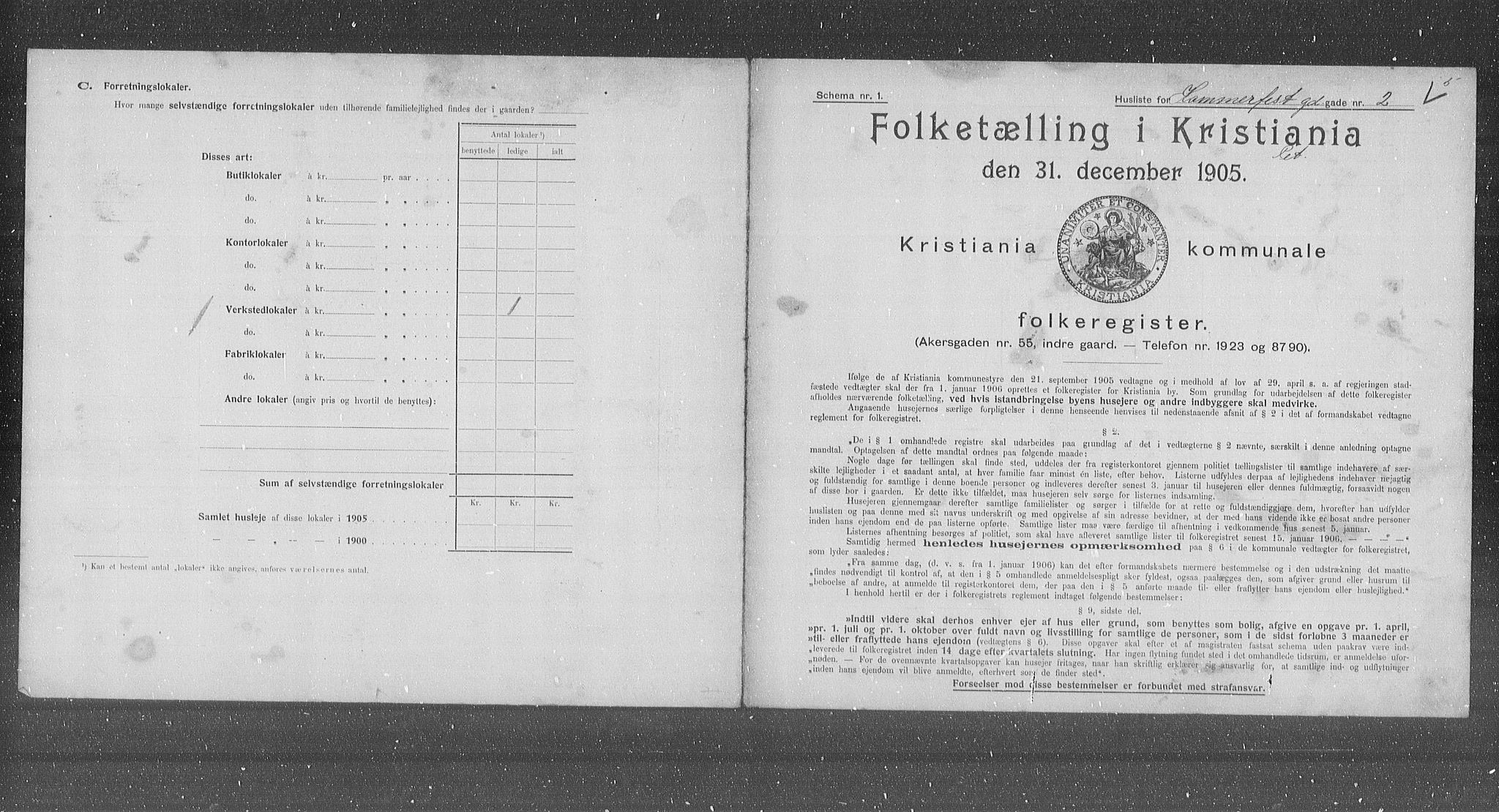 OBA, Municipal Census 1905 for Kristiania, 1905, p. 17693