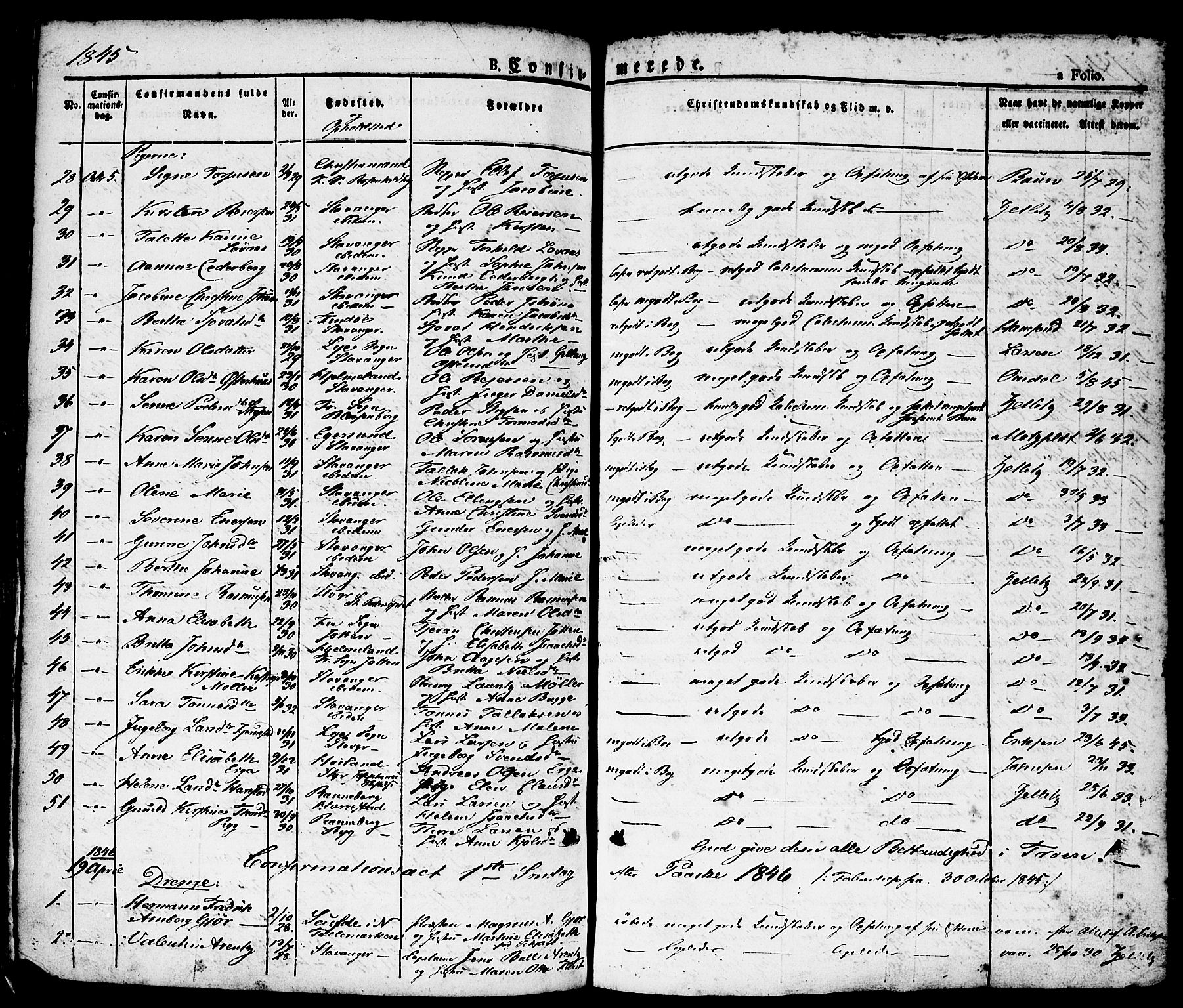 Domkirken sokneprestkontor, SAST/A-101812/001/30/30BA/L0011: Parish register (official) no. A 11, 1832-1856