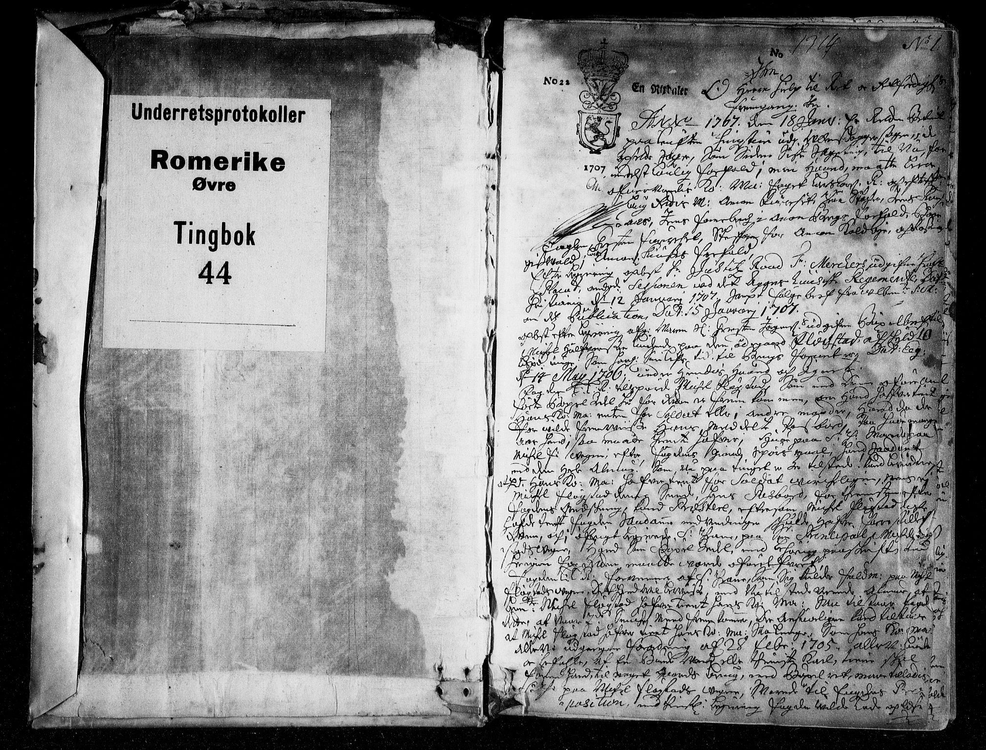 Øvre Romerike sorenskriveri, SAO/A-10649/F/Fb/L0044: Tingbok 44, 1707, p. 0b-1a