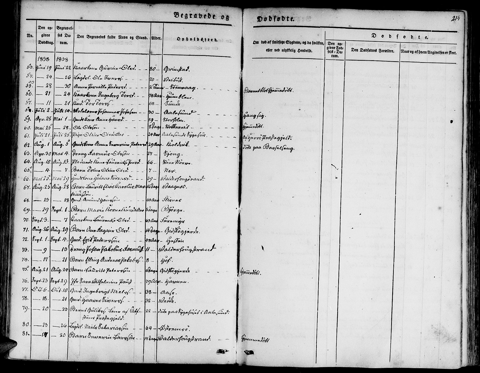 Ministerialprotokoller, klokkerbøker og fødselsregistre - Møre og Romsdal, AV/SAT-A-1454/528/L0395: Parish register (official) no. 528A06, 1828-1839, p. 214