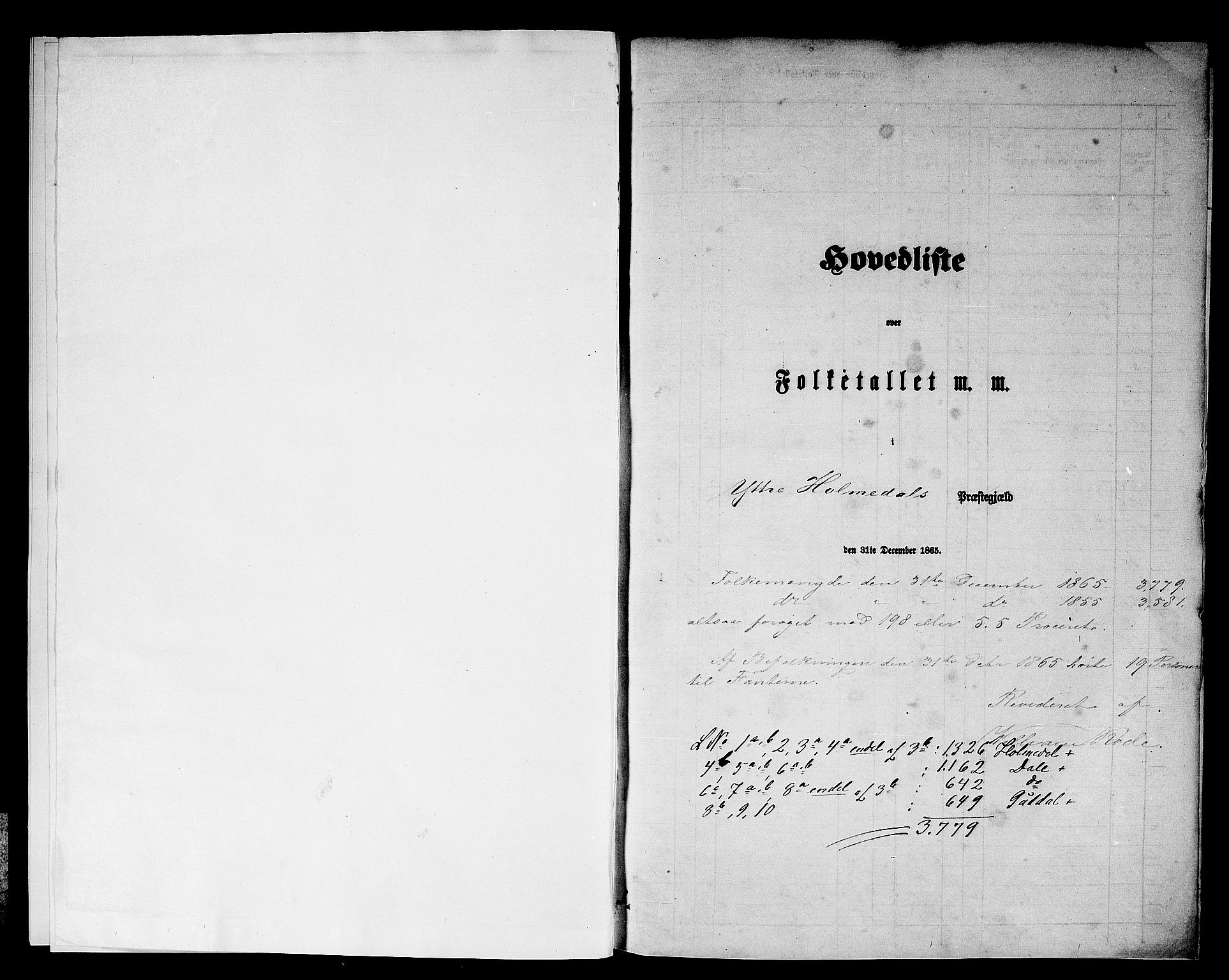 RA, 1865 census for Ytre Holmedal, 1865, p. 5