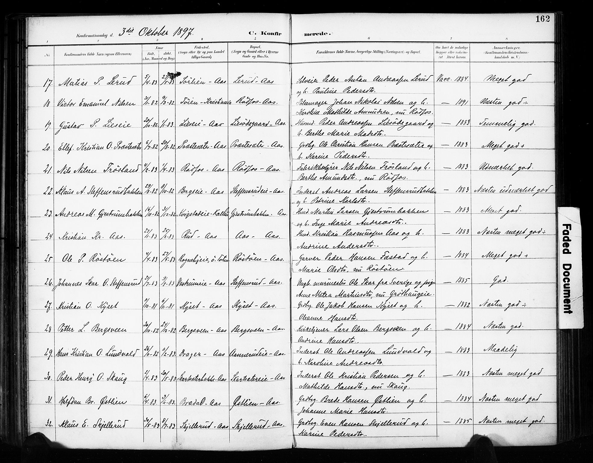 Vestre Toten prestekontor, SAH/PREST-108/H/Ha/Haa/L0011: Parish register (official) no. 11, 1895-1906, p. 162