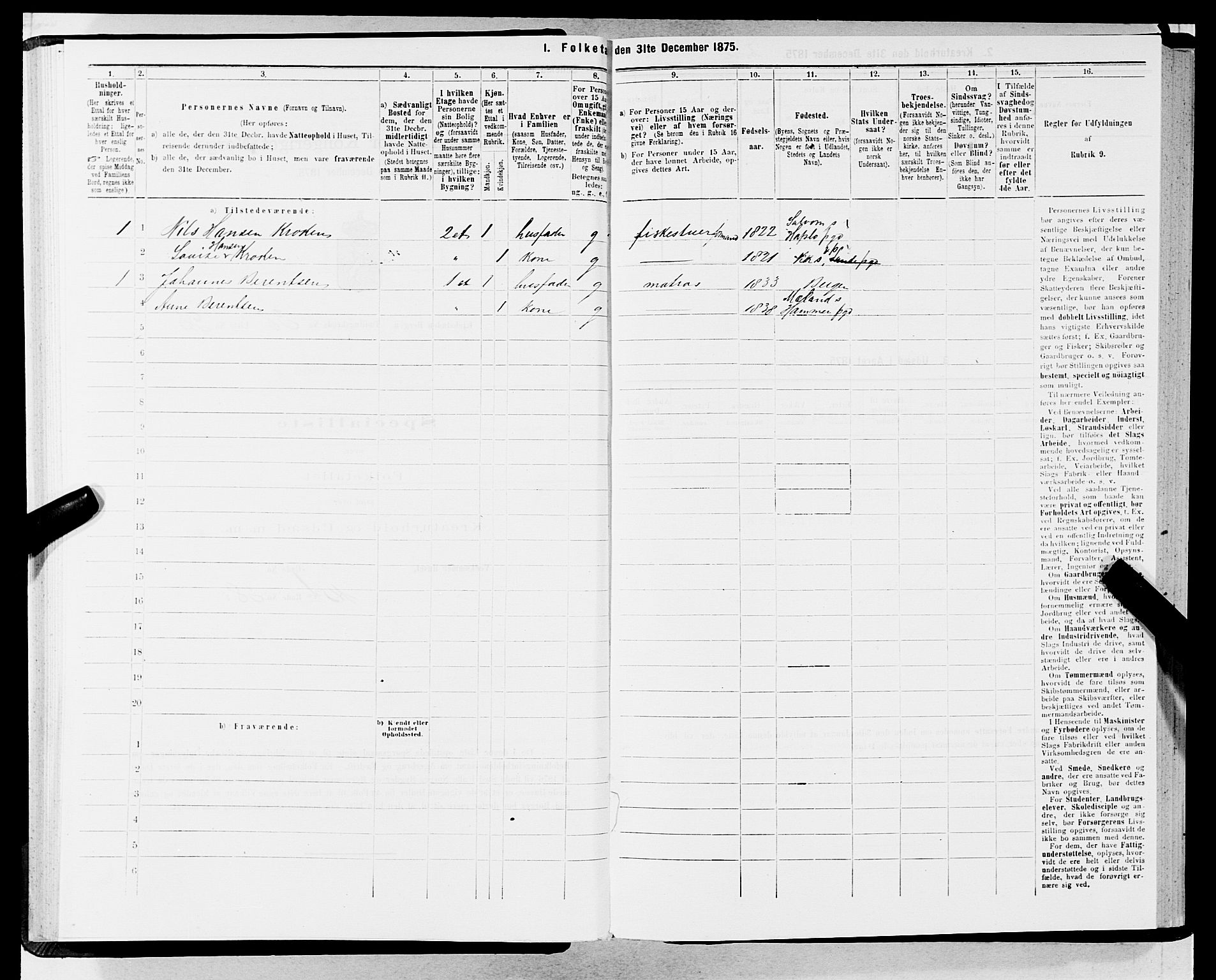 SAB, 1875 census for 1301 Bergen, 1875, p. 2005