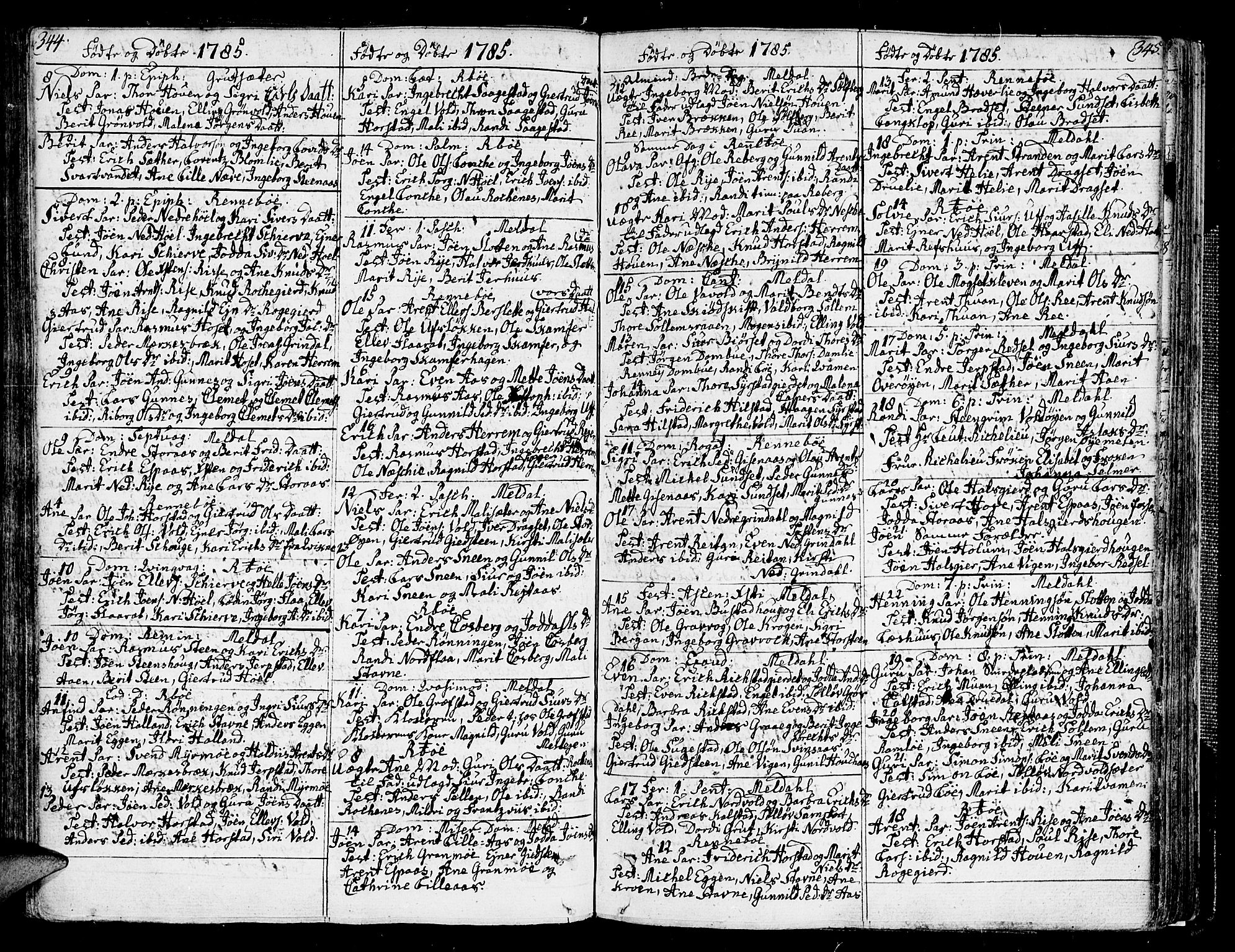 Ministerialprotokoller, klokkerbøker og fødselsregistre - Sør-Trøndelag, SAT/A-1456/672/L0852: Parish register (official) no. 672A05, 1776-1815, p. 344-345