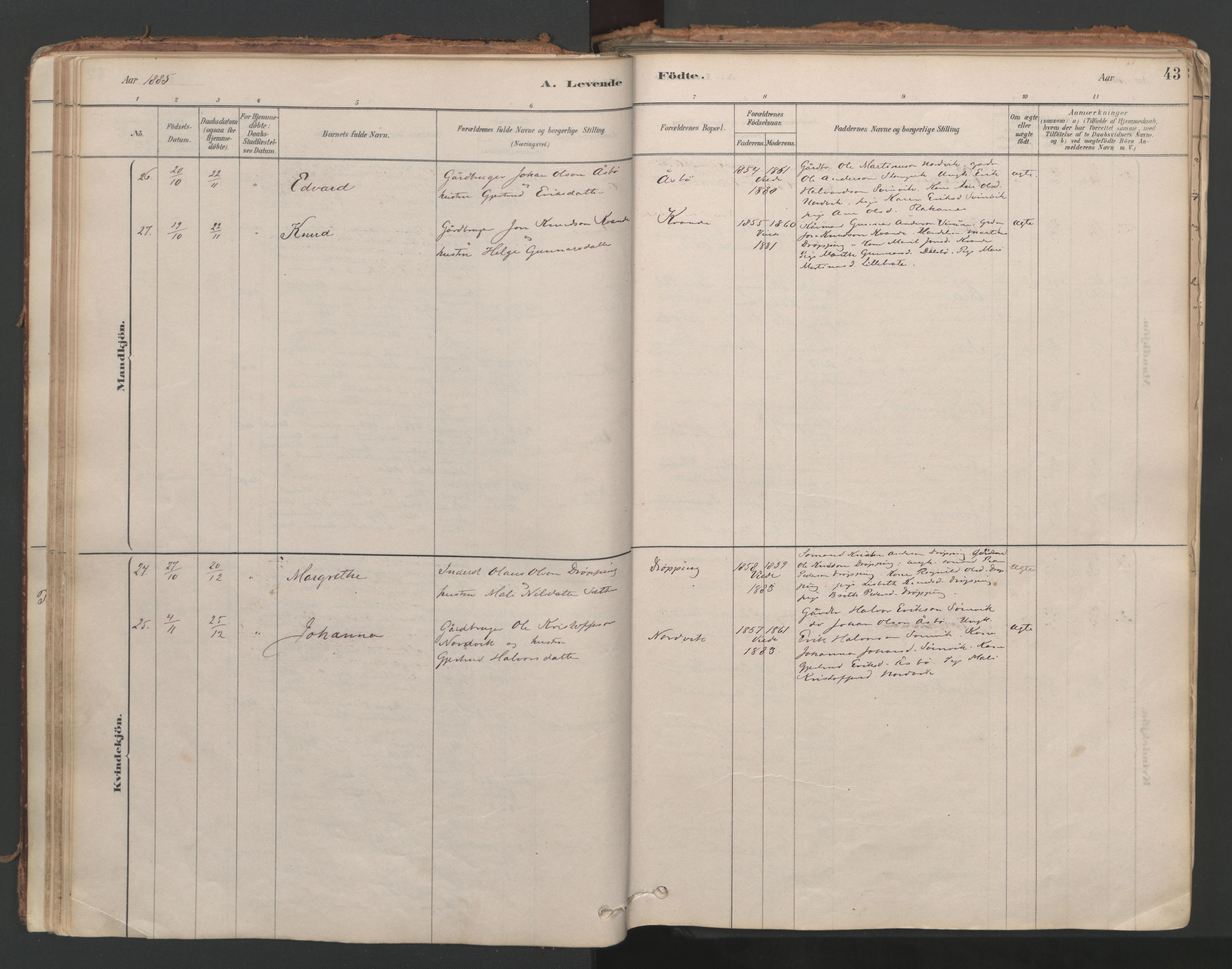 Ministerialprotokoller, klokkerbøker og fødselsregistre - Møre og Romsdal, AV/SAT-A-1454/592/L1029: Parish register (official) no. 592A07, 1879-1902, p. 43