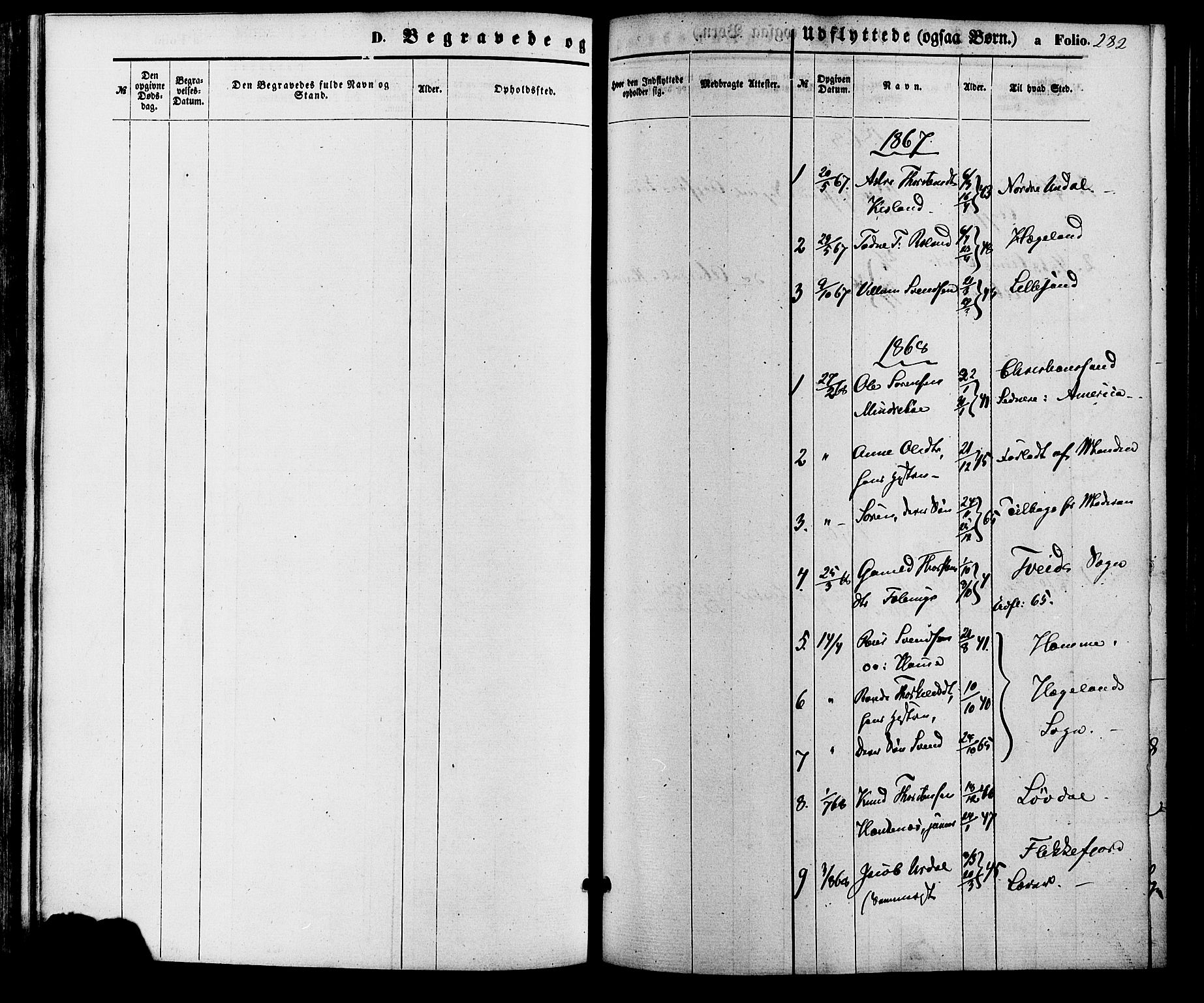 Bjelland sokneprestkontor, SAK/1111-0005/F/Fa/Faa/L0003: Parish register (official) no. A 3, 1867-1887, p. 282