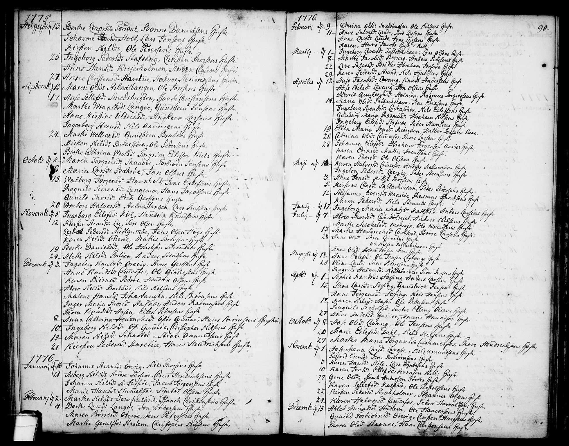 Sannidal kirkebøker, SAKO/A-296/F/Fa/L0002: Parish register (official) no. 2, 1767-1802, p. 90