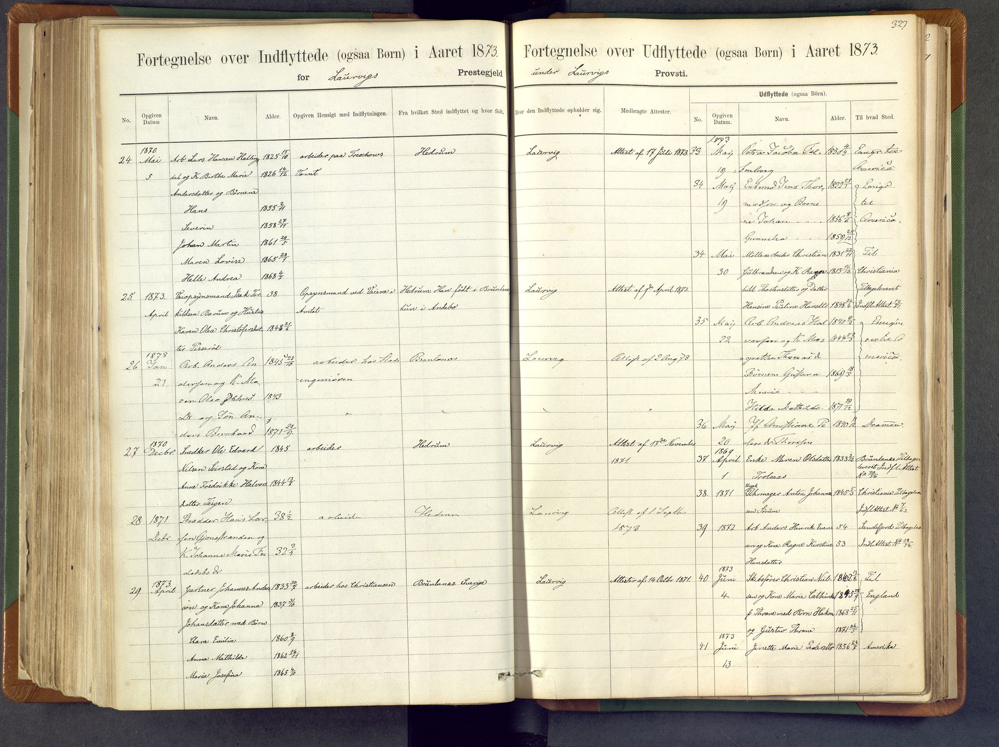 Larvik kirkebøker, AV/SAKO-A-352/F/Fa/L0007: Parish register (official) no. I 7, 1871-1883, p. 327