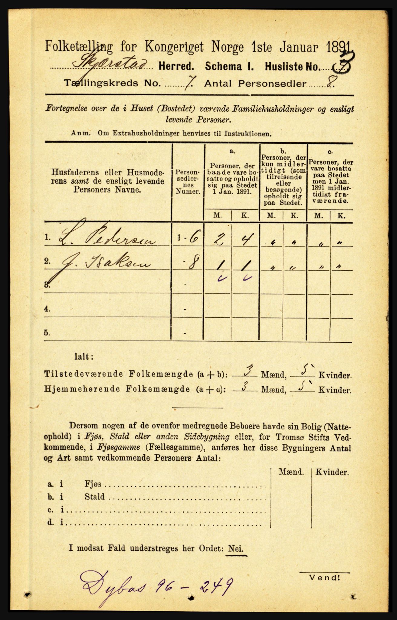 RA, 1891 census for 1842 Skjerstad, 1891, p. 2528