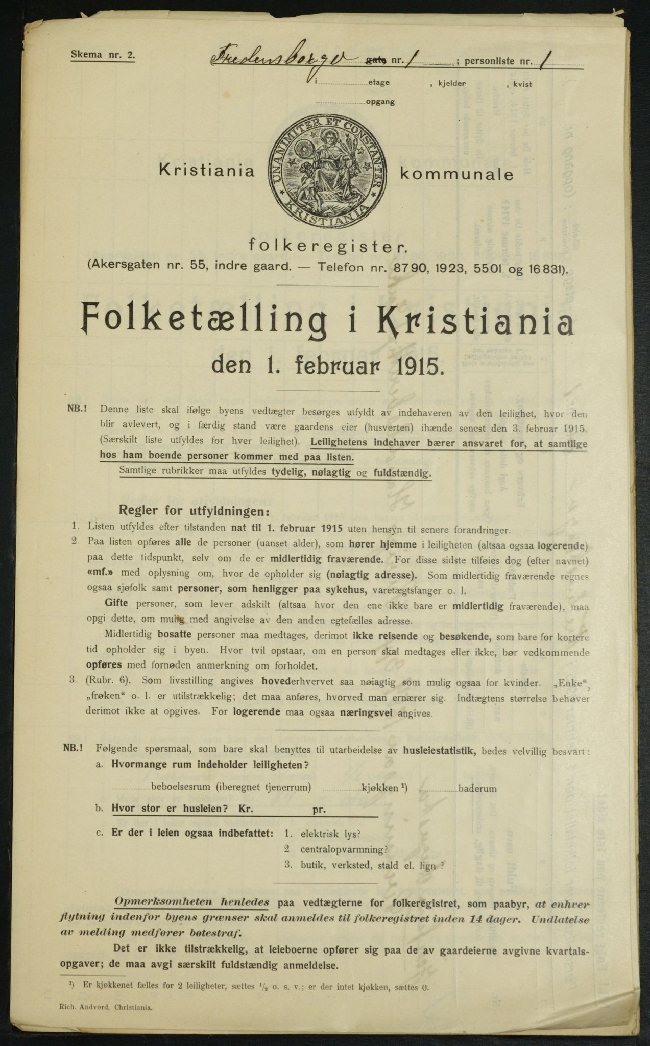 OBA, Municipal Census 1915 for Kristiania, 1915, p. 25026