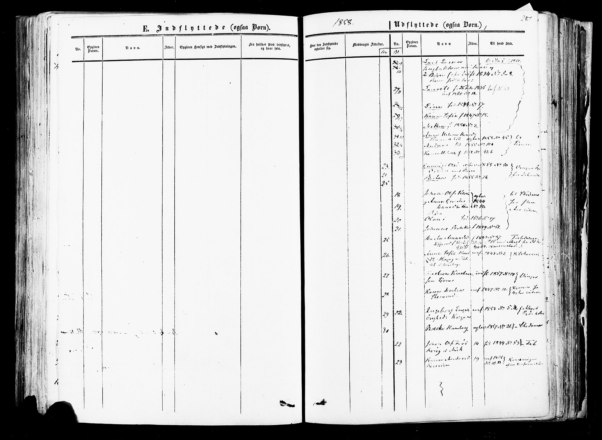 Aurskog prestekontor Kirkebøker, AV/SAO-A-10304a/F/Fa/L0007: Parish register (official) no. I 7, 1854-1877, p. 287