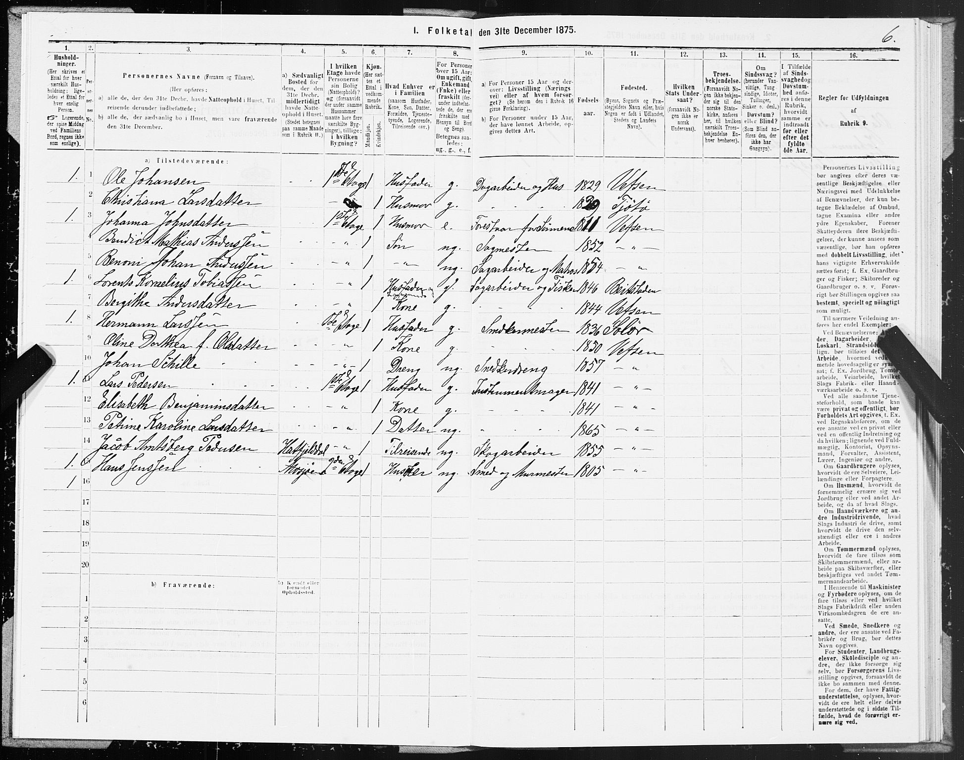 SAT, 1875 census for 1802B Vefsn/Mosjøen, 1875, p. 6