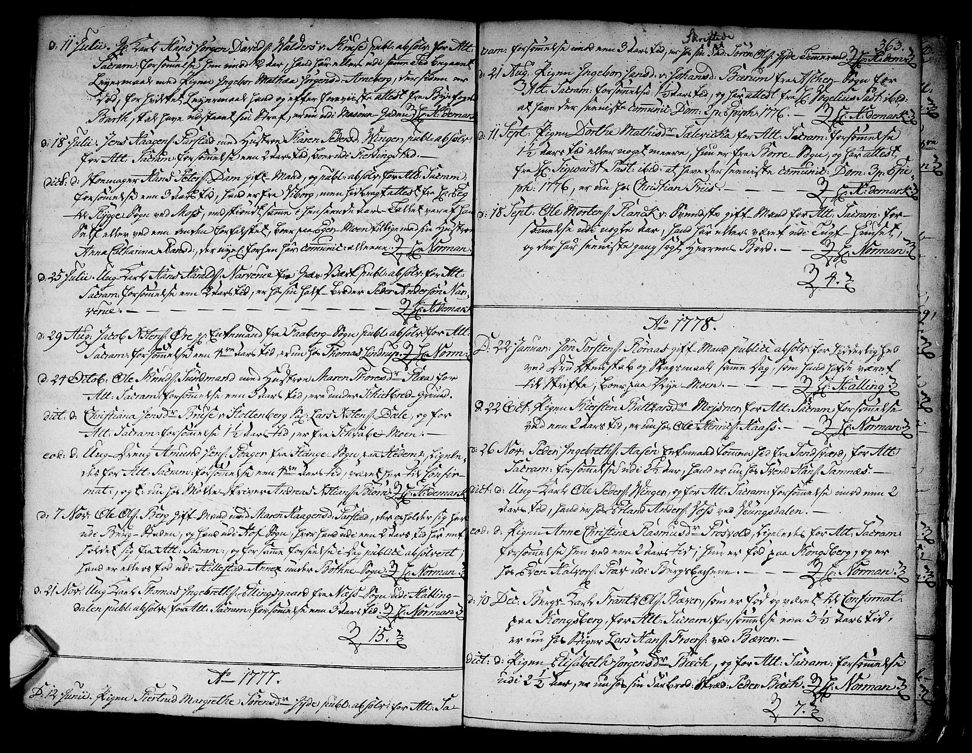 Kongsberg kirkebøker, SAKO/A-22/F/Fa/L0005: Parish register (official) no. I 5, 1769-1782, p. 363
