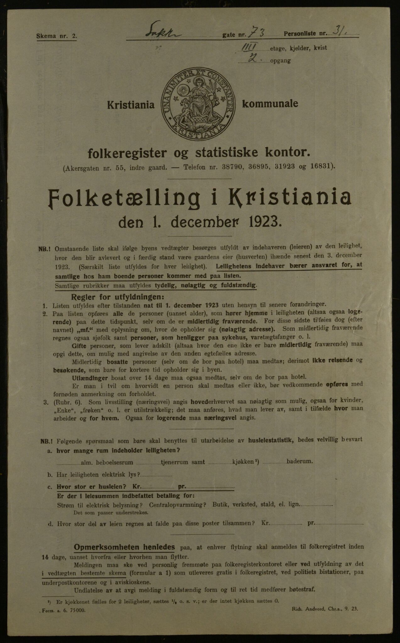 OBA, Municipal Census 1923 for Kristiania, 1923, p. 62404