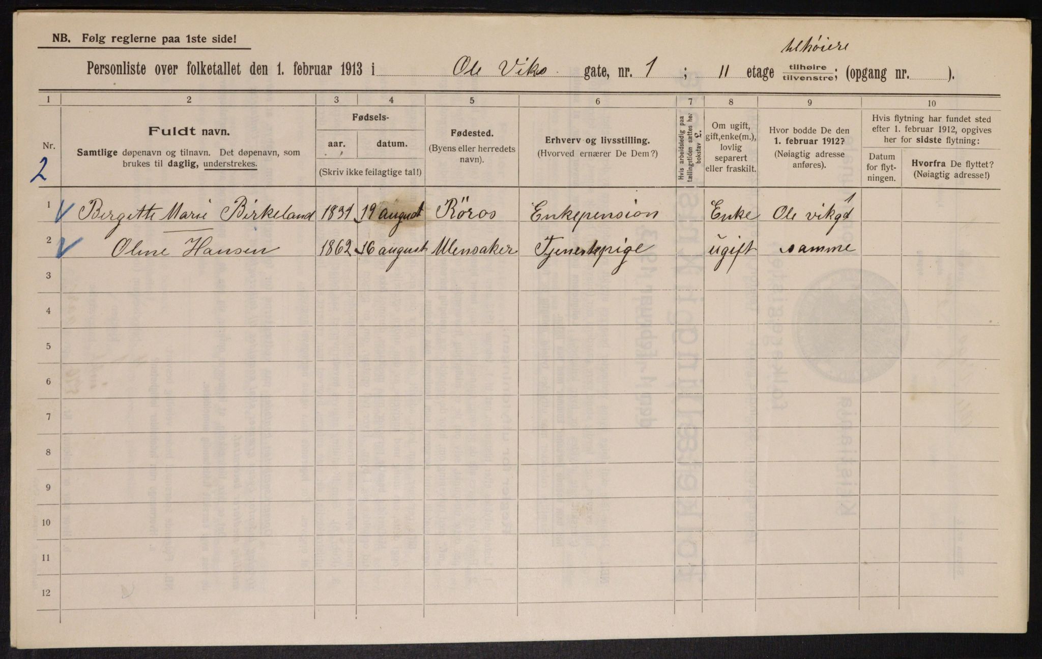 OBA, Municipal Census 1913 for Kristiania, 1913, p. 75560