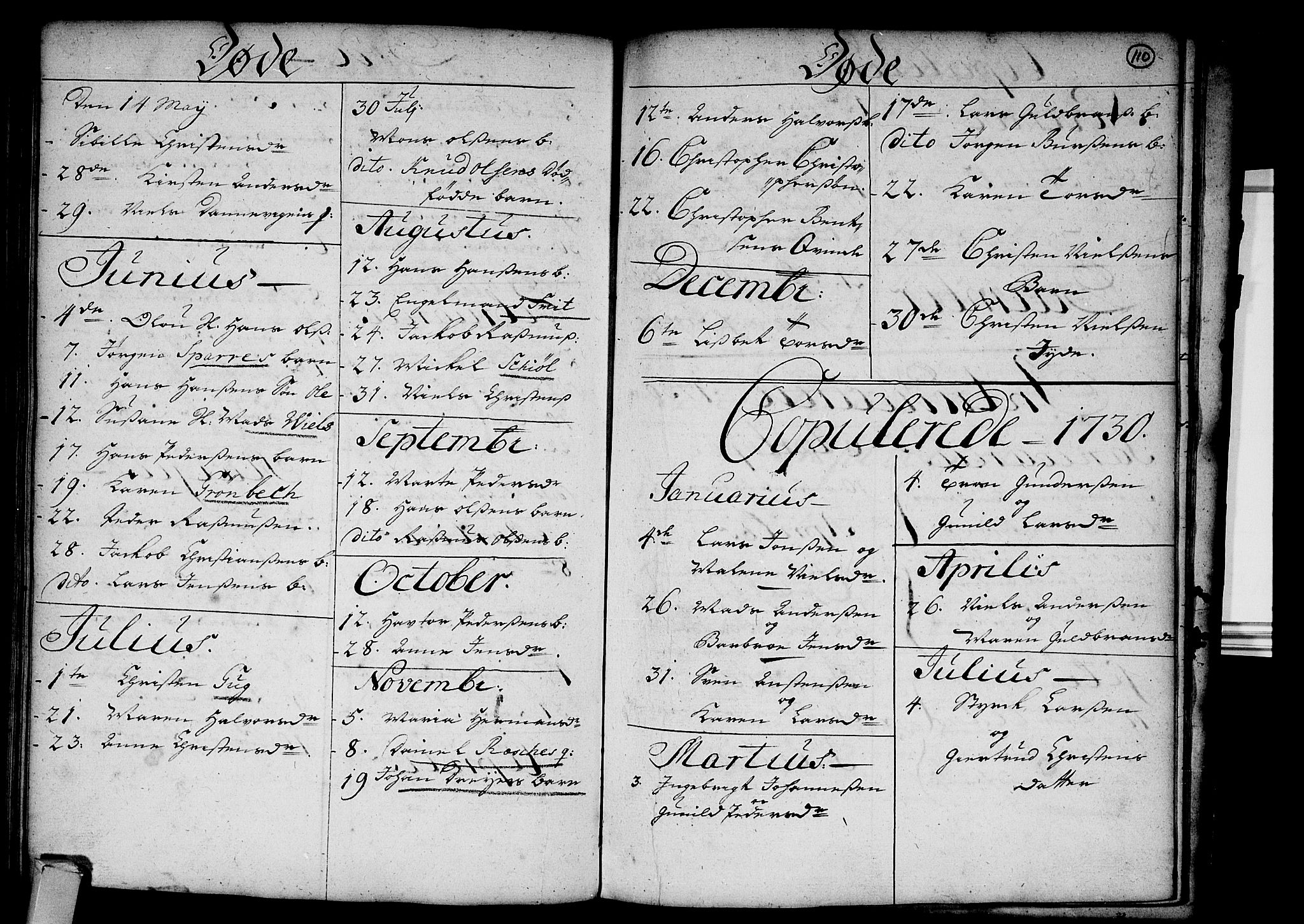 Strømsø kirkebøker, SAKO/A-246/F/Fa/L0003: Parish register (official) no. I 3, 1727-1731, p. 110